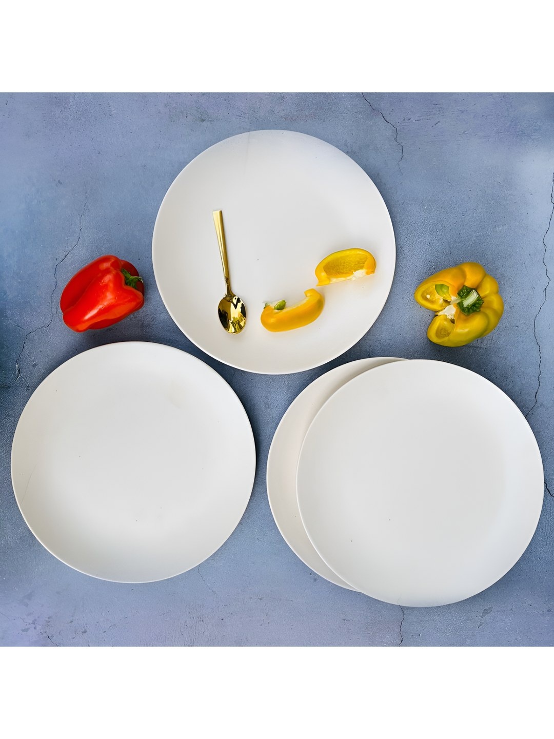 

The Artisan Emporium White 4 Pieces Microwave Safe Matte Ceramic Dinner Plates