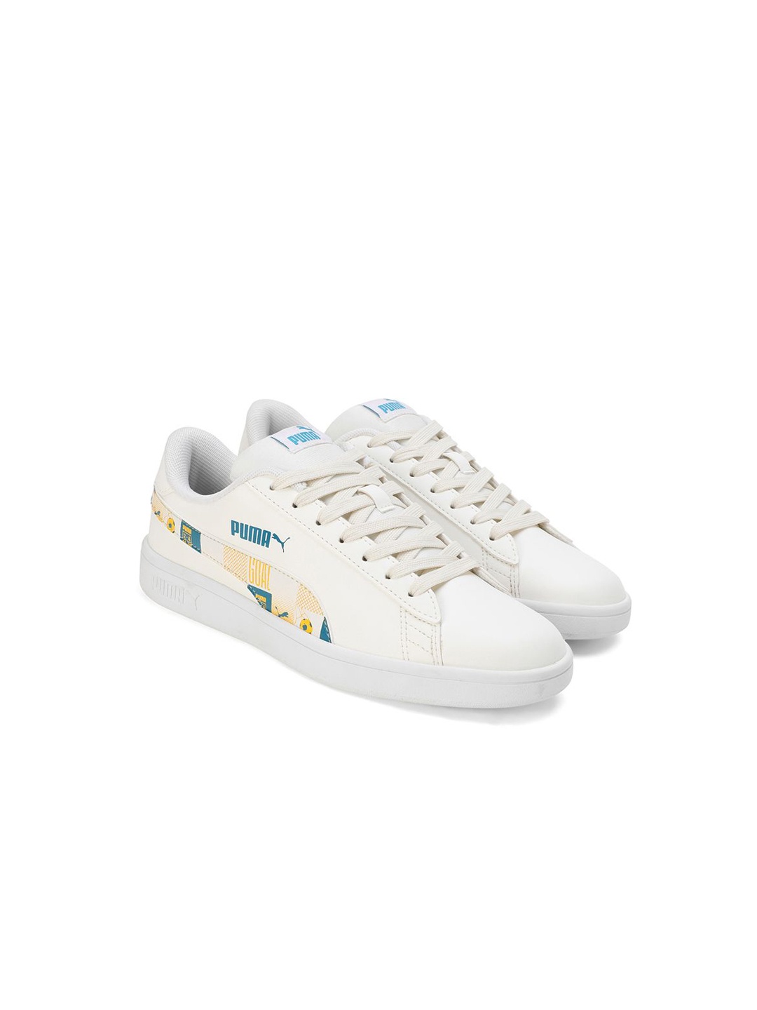 

Puma Kids Solid Round Toe Lace Ups Sneakers, Off white