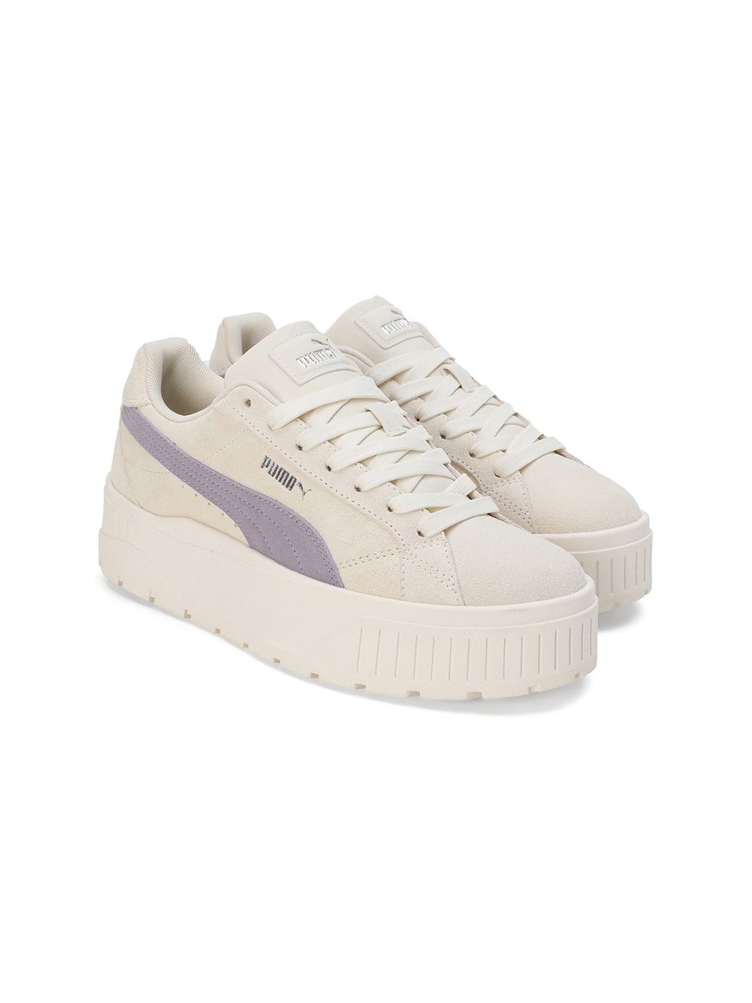 

Puma Karmen II Women Solid Round Toe Lace Ups Sneakers, Cream