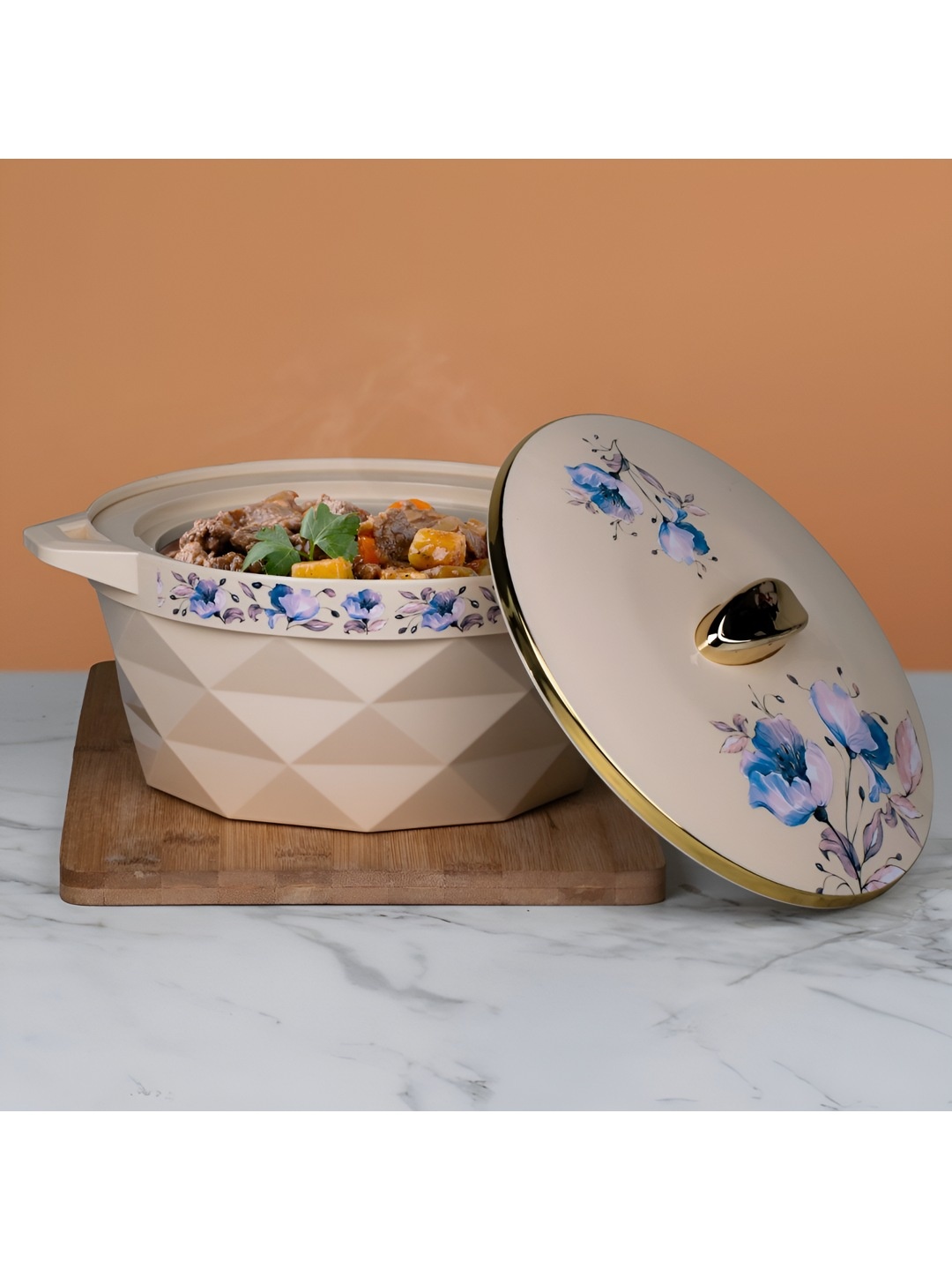 

Selvel Casserole Beige & Blue 3 Pieces with Stainless Steel Thermoware Casserole