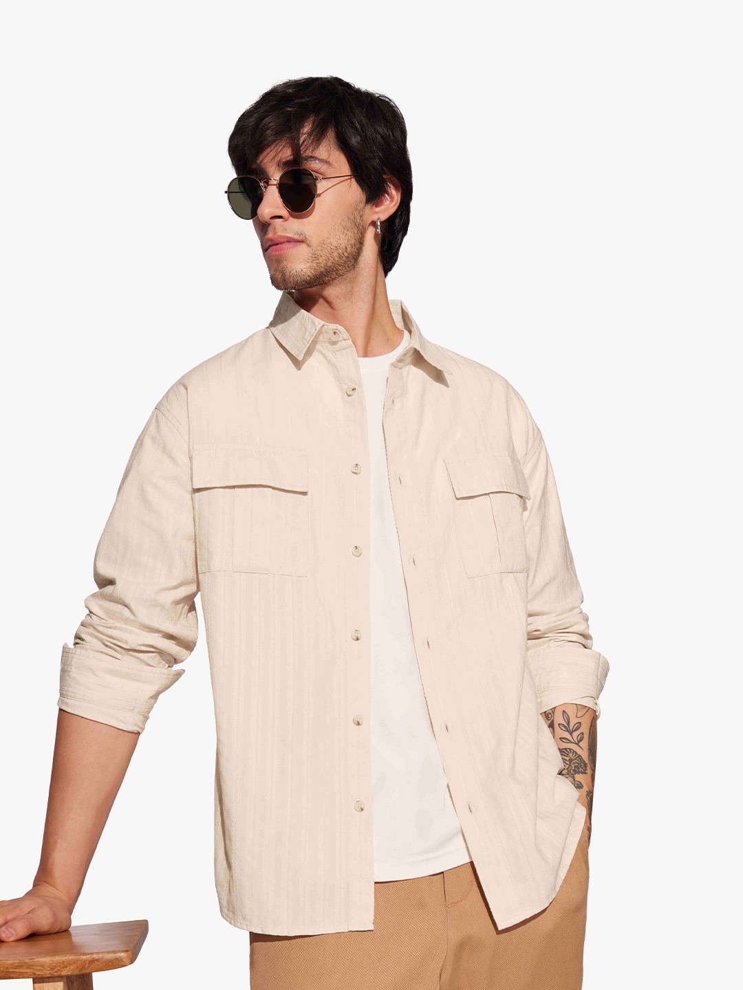 

The Souled Store Men Opaque Casual Shirt, Cream