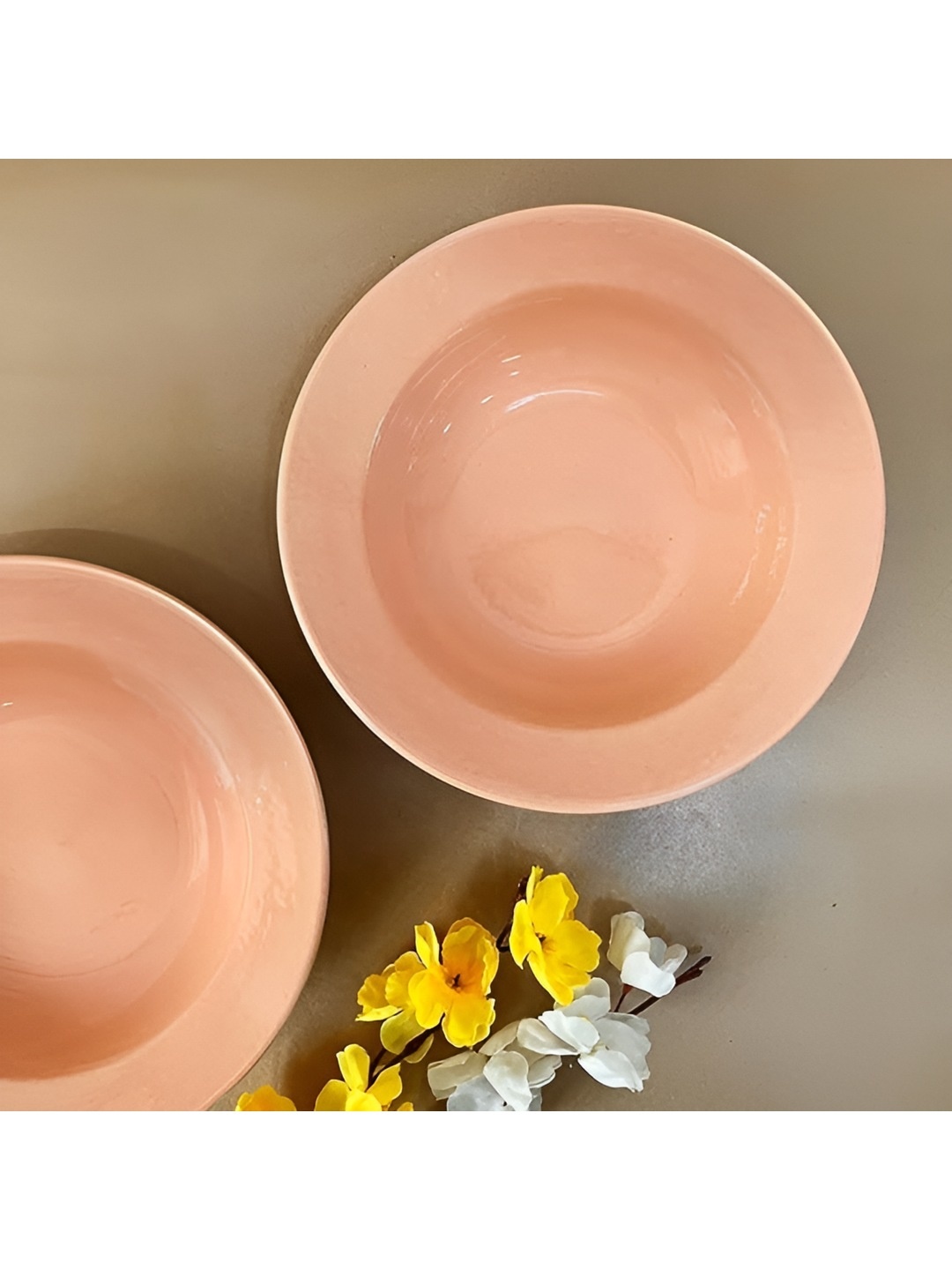 The Artisan Emporium Pink 2 Pieces Microwave Safe Glossy Ceramic Plates