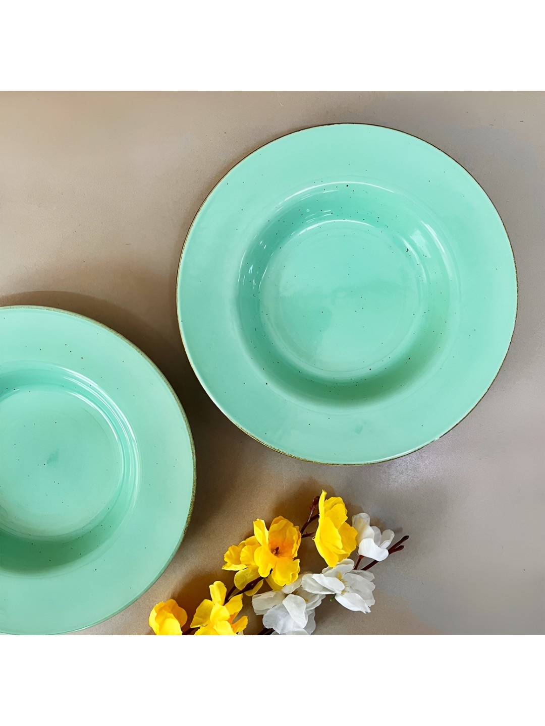 

The Artisan Emporium Sea Green 2 Pieces Microwave Safe Glossy Ceramic Plates