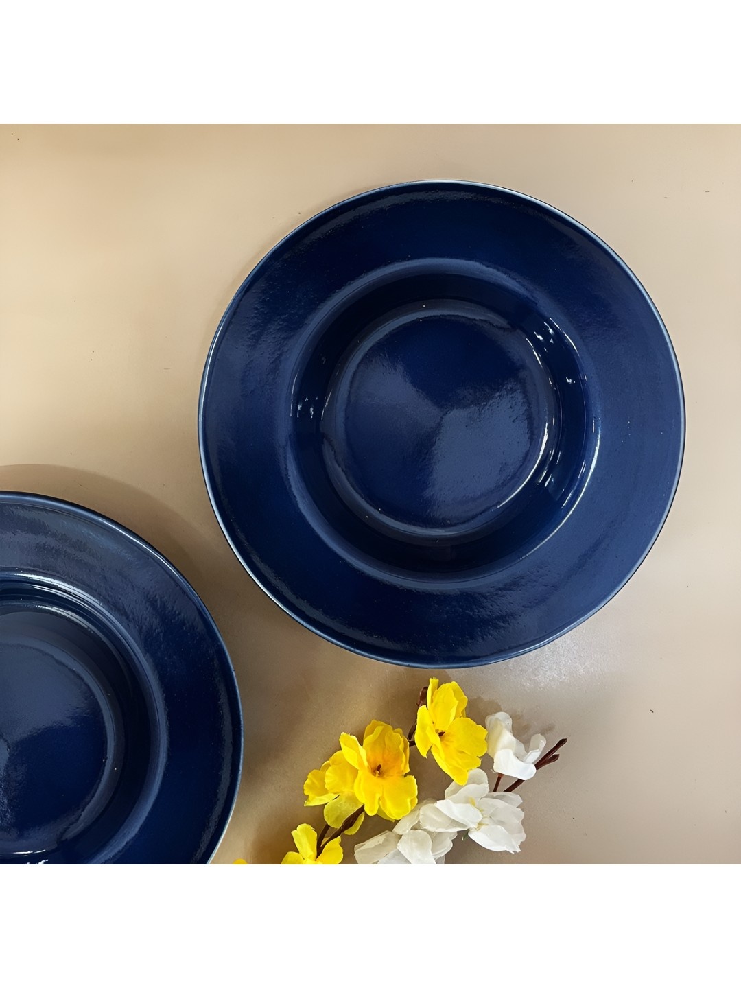 

The Artisan Emporium Navy Blue 2 Pieces Microwave Safe Glossy Ceramic Plates