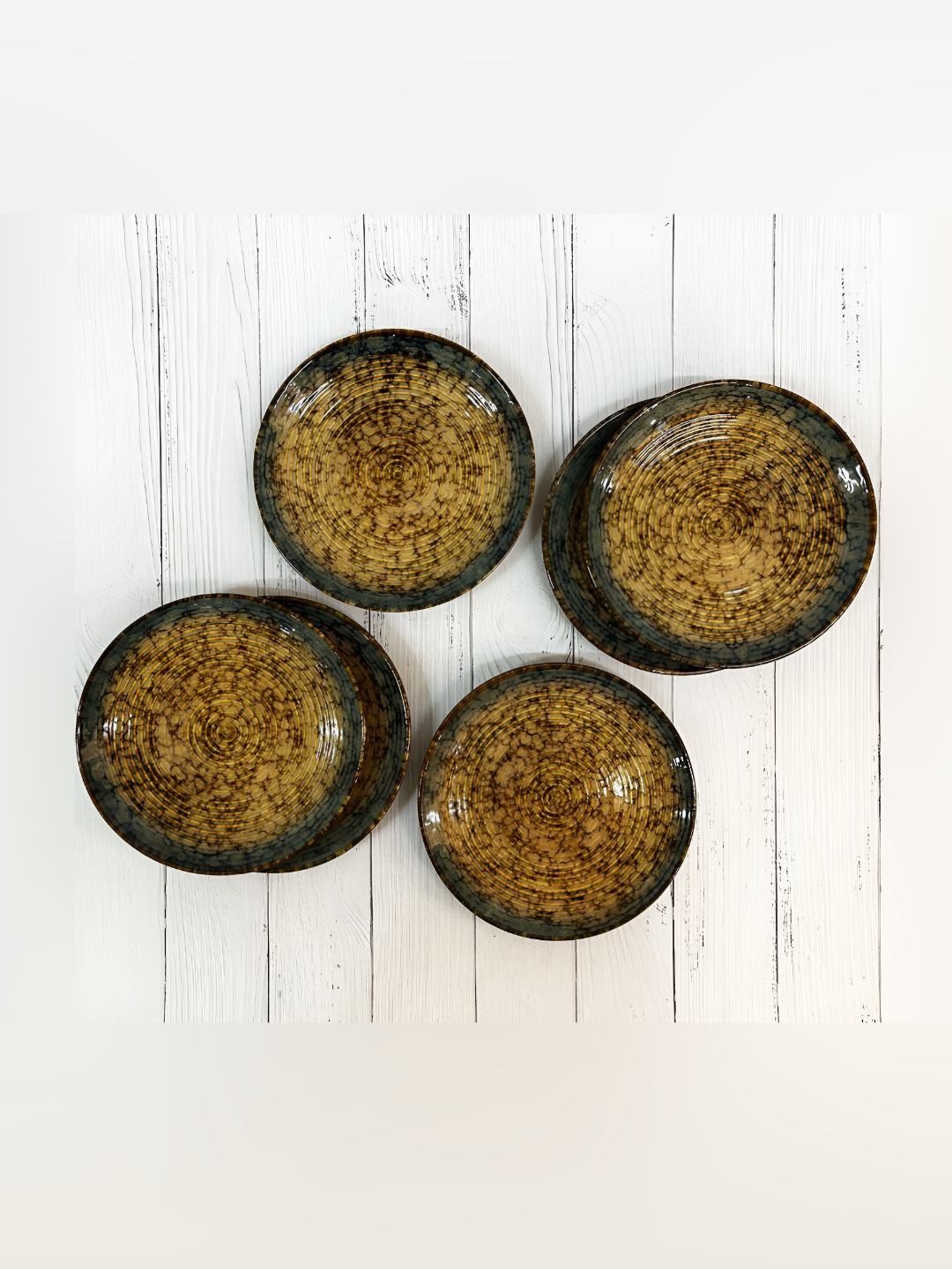 

The Artisan Emporium Brown & Black 6 Pieces Printed Microwave Safe Glossy Ceramic Plates