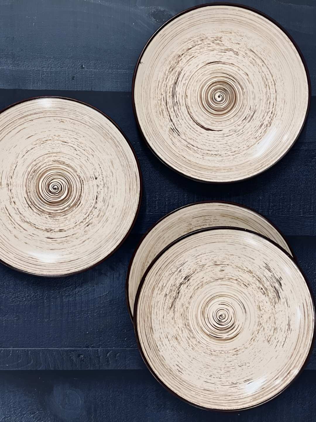 

The Artisan Emporium Beige & Brown 4 Pieces Printed Microwave Safe Matte Ceramic Plates