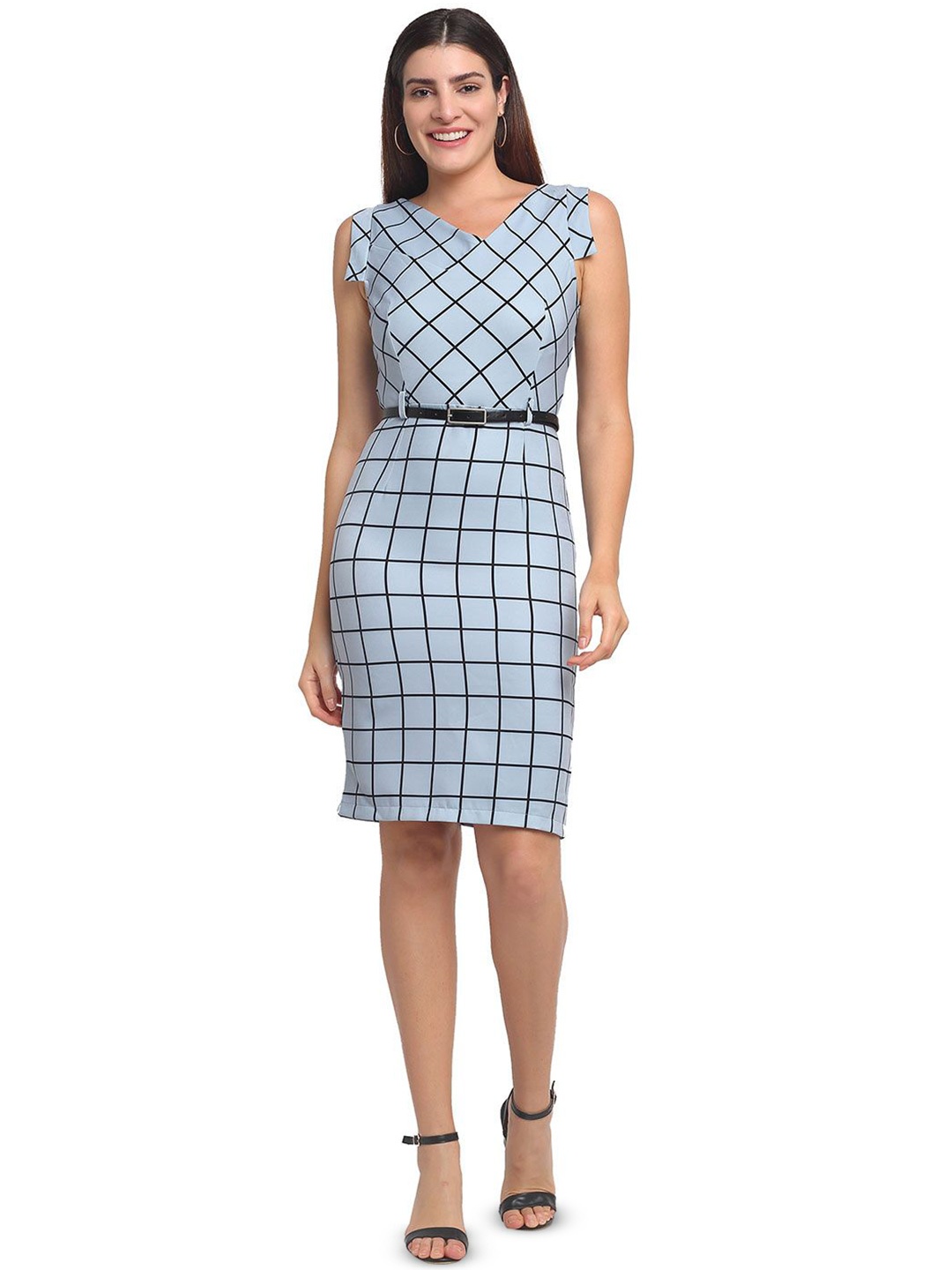 

Global Republic Checked Sheath Dress, Grey