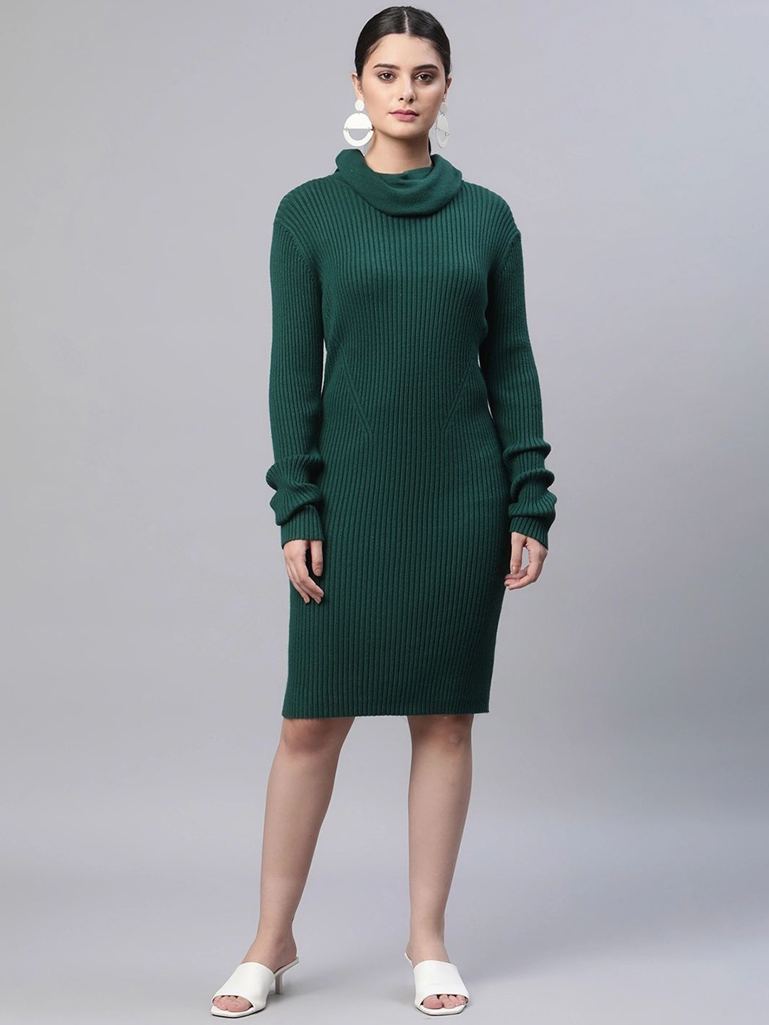 

Global Republic Cowl Neck Sheath Dress, Green