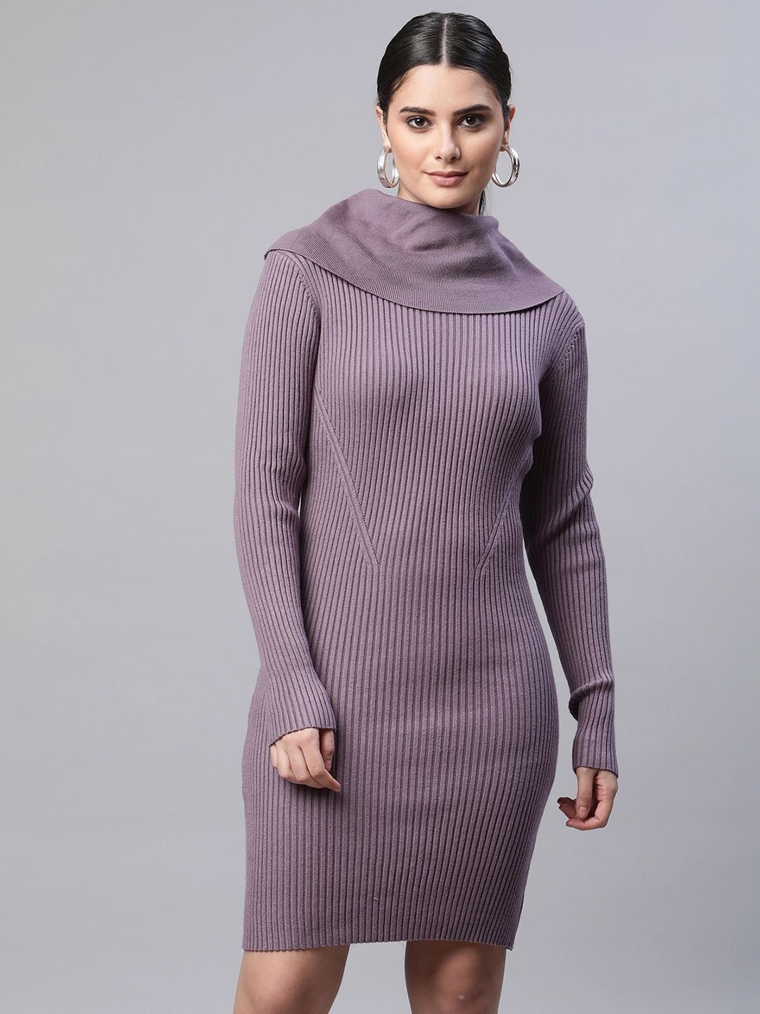 

Global Republic Striped Mock Neck Sheath Dress, Mauve