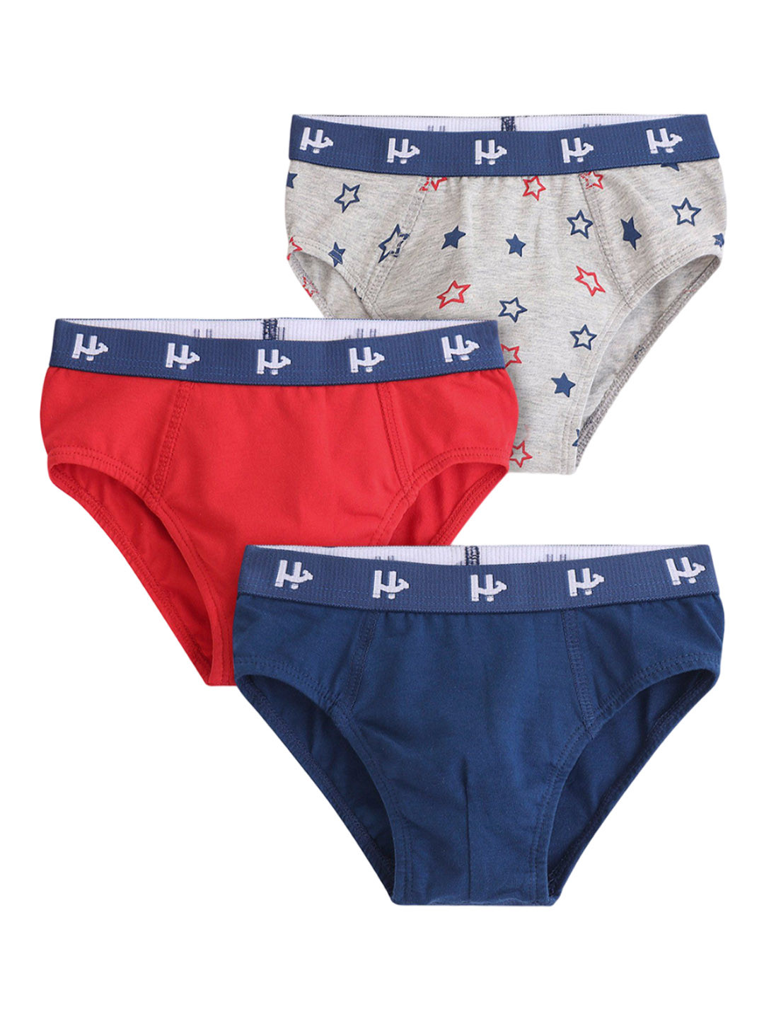 

Honeyhap Boys Pack Of 3 Printed Mid-Rise Basic Briefs 16072073, Red