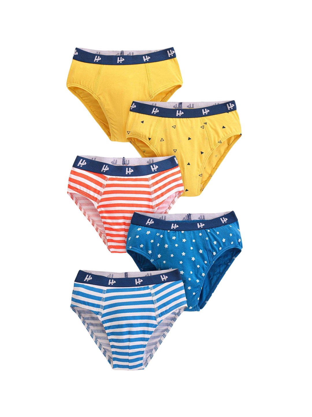 

Honeyhap Boys Pack Of 5 Printed Basic Briefs 15985965, Yellow