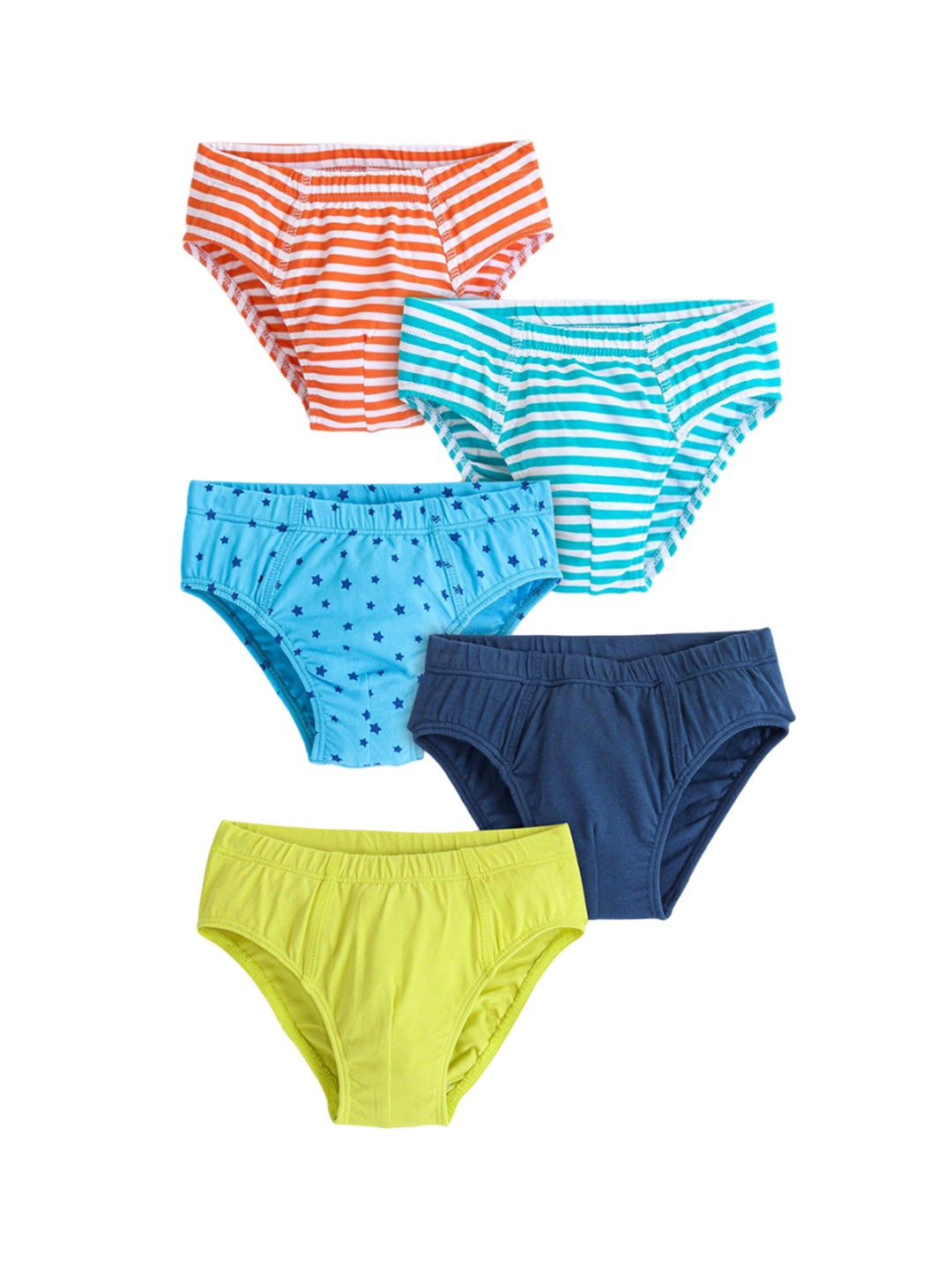

Honeyhap Boys Pack Of 5 Printed Basic Briefs 14137258, Blue