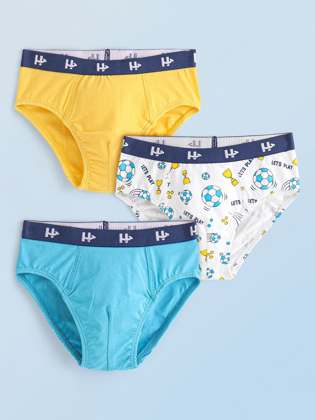 

Honeyhap Boys Pack Of 3 Printed Mid Rise Basic Briefs 15985978, Yellow