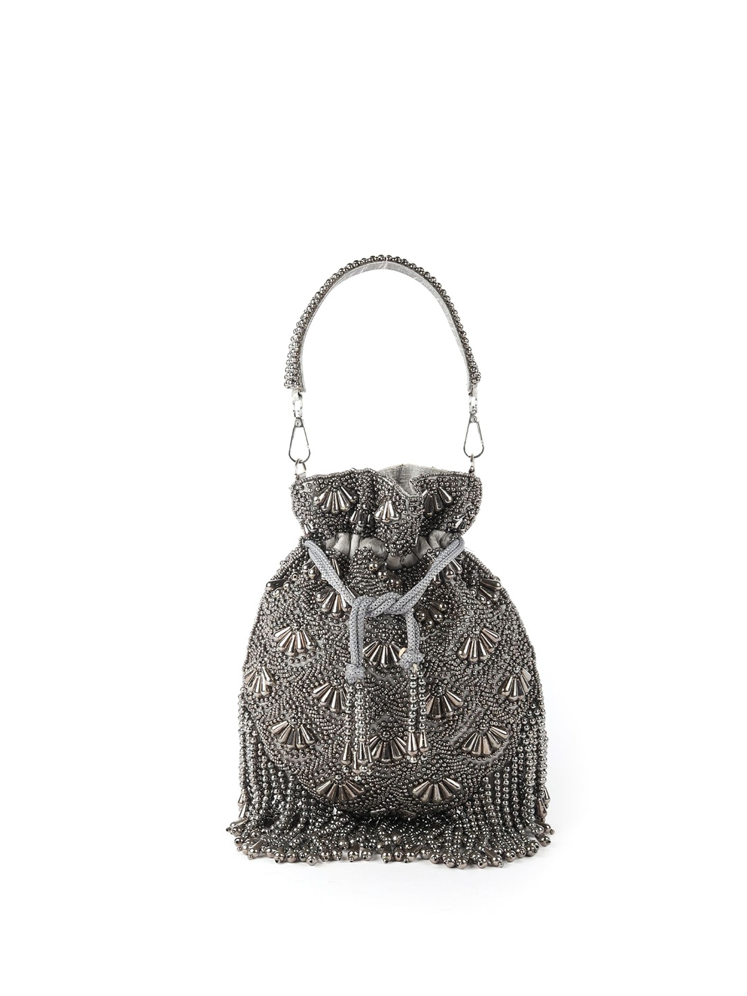 

ODETTE Women Embellished Structured Handheld Bag, Grey