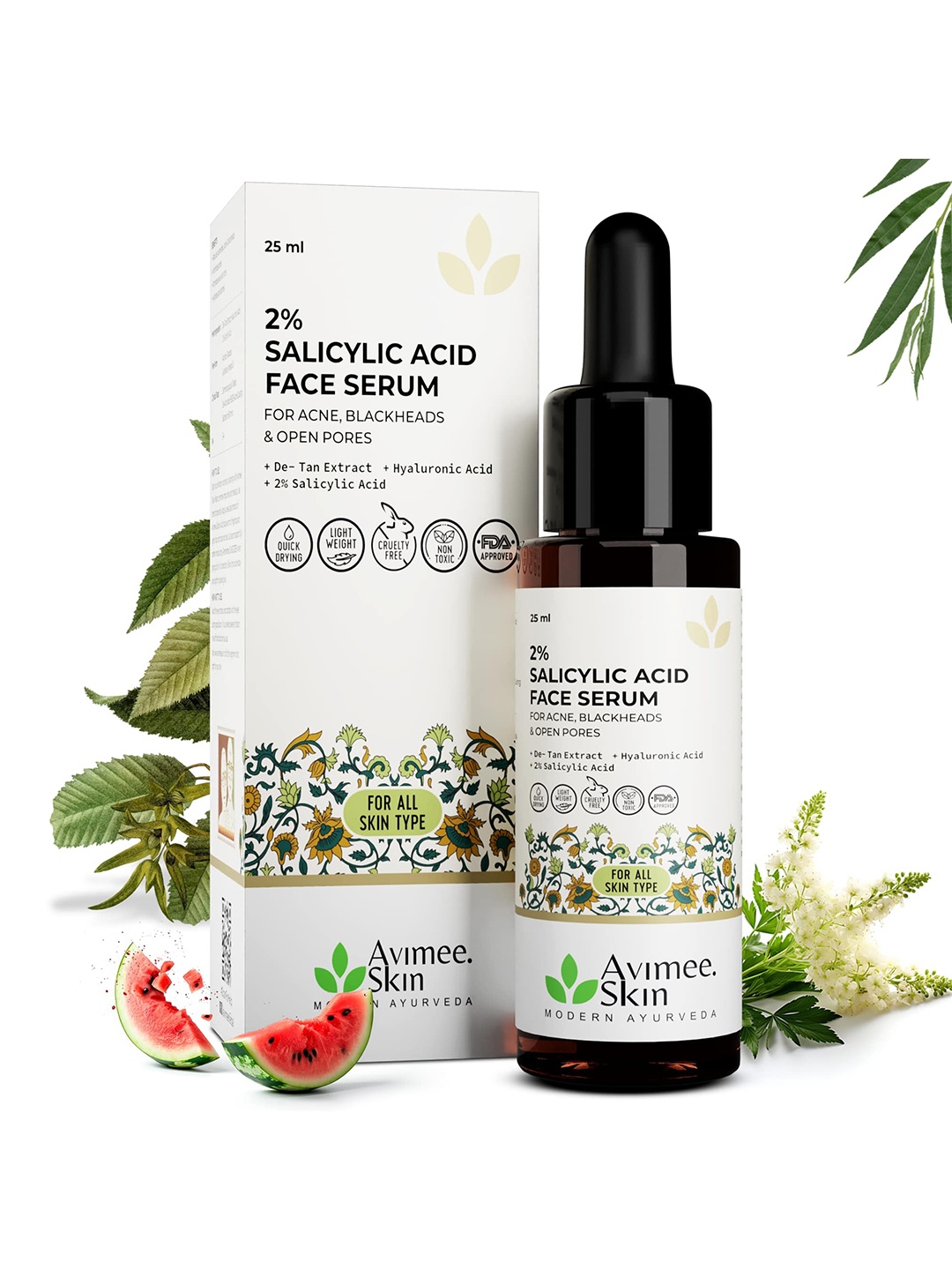 

Avimee Herbal Salicylic Acid Serum with Watermelon Extract - 25 ml, White
