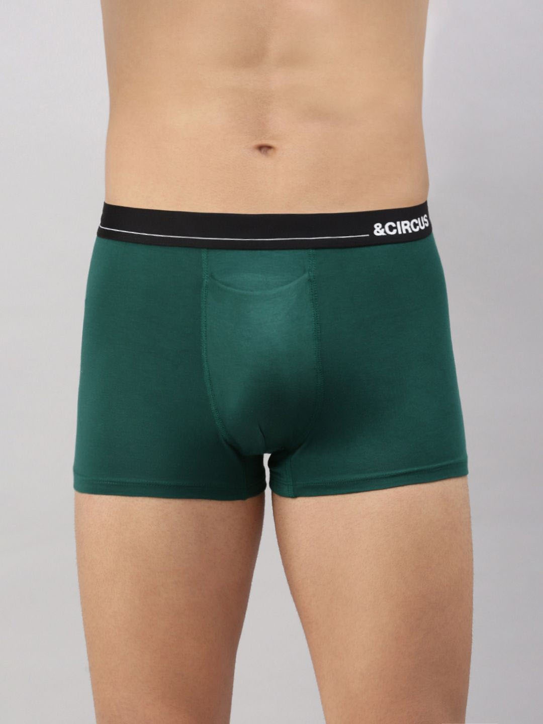 

&CIRCUS Men Solid Mid-Rise Modal Trunks, Green