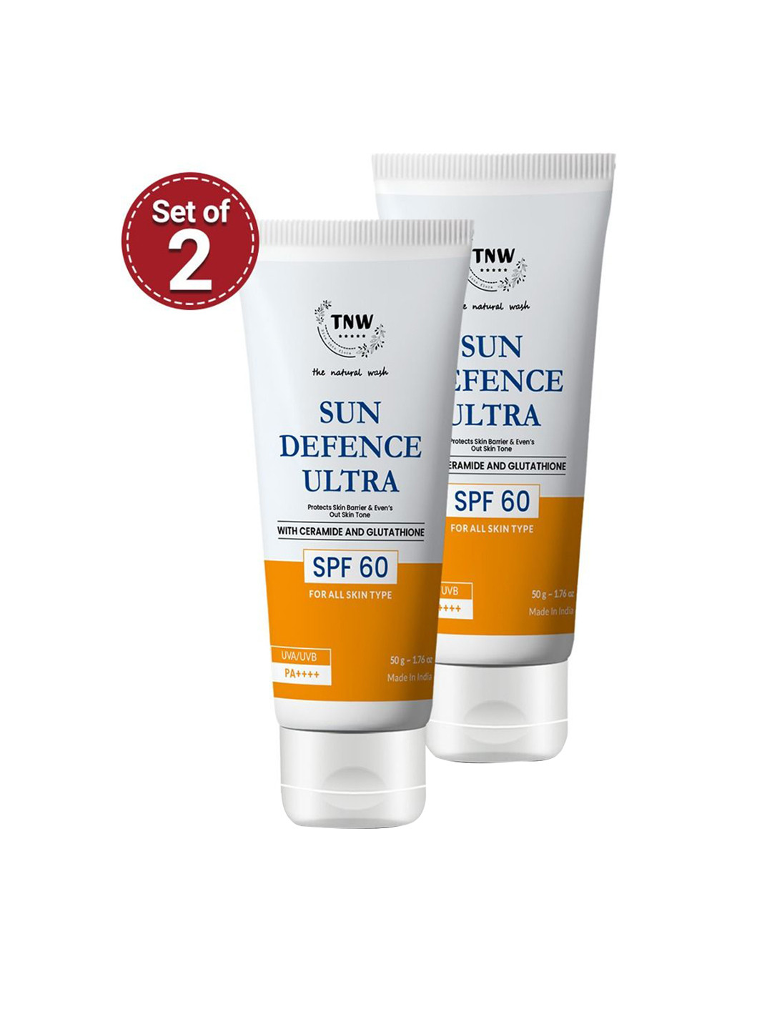 

TNW the natural wash Set Of 2 Sun Defence Ultra SPF 60 Cream, Off white