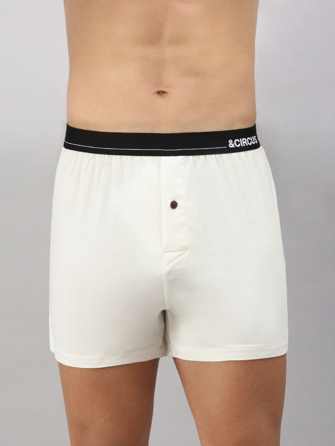 

&CIRCUS Men Solid Low-Rise Modal Boxer, Cream