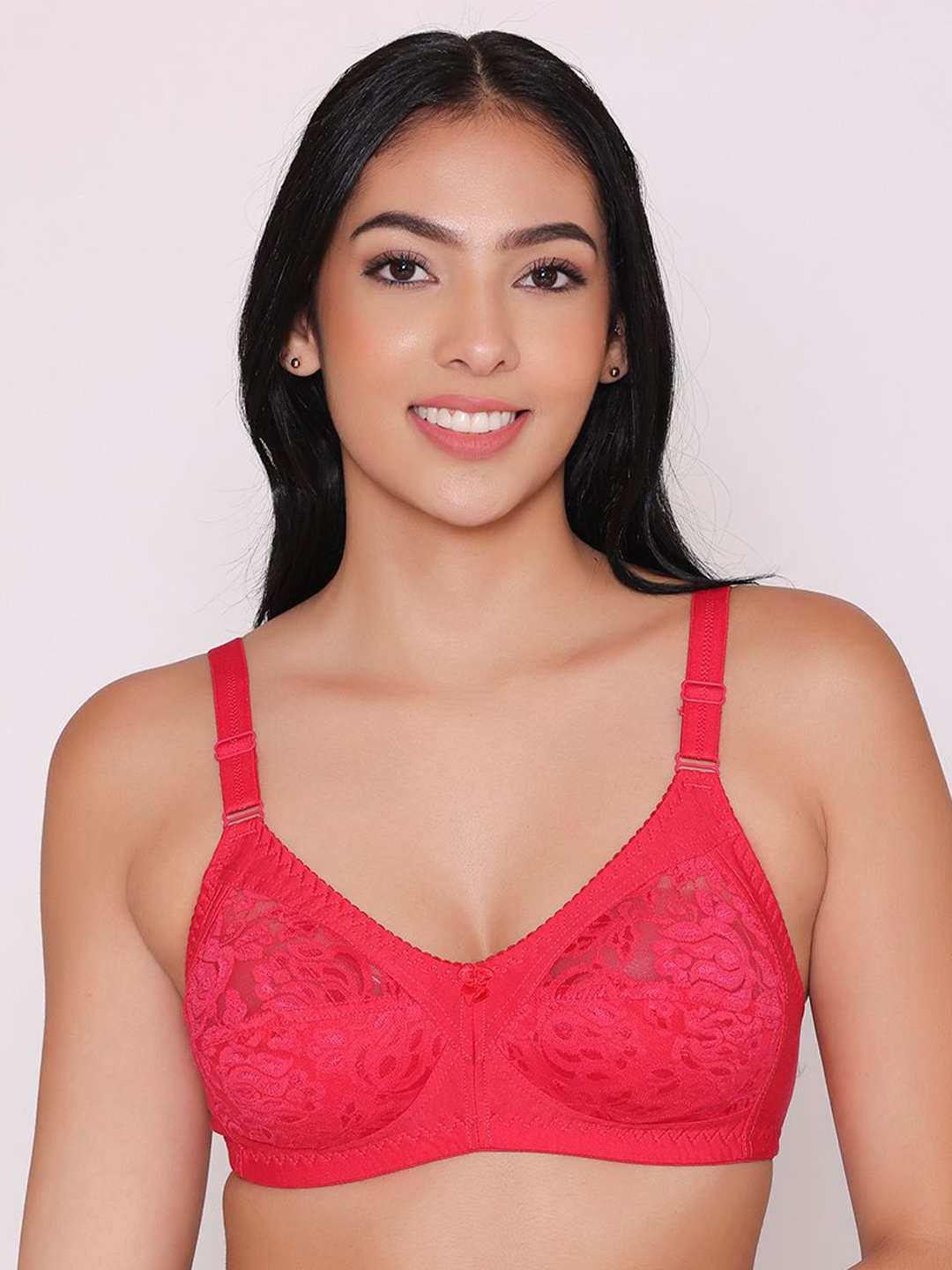 

INKURV Women Full Coverage Lace Bra, Rose