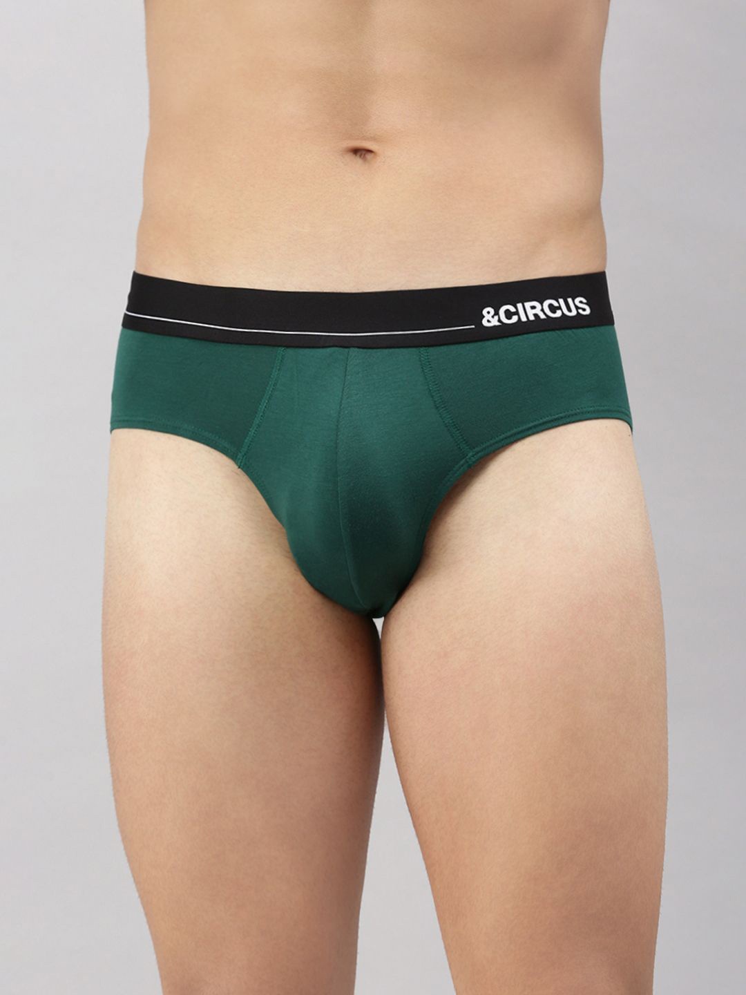 

&CIRCUS Men Solid Low-Rise Modal Briefs, Green