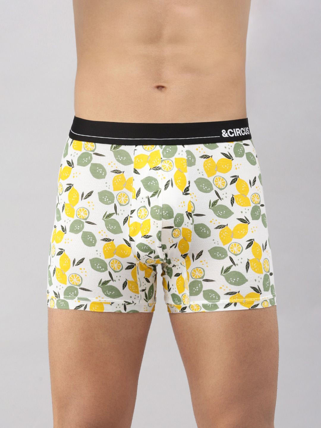 

&CIRCUS Men Printed Mid-Rise Modal Boxer Briefs, Lime green