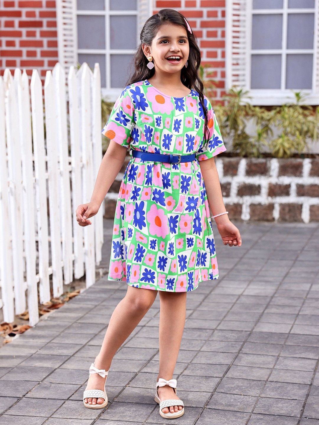 

Hola Bonita Girls Printed A-Line Dress, Multi