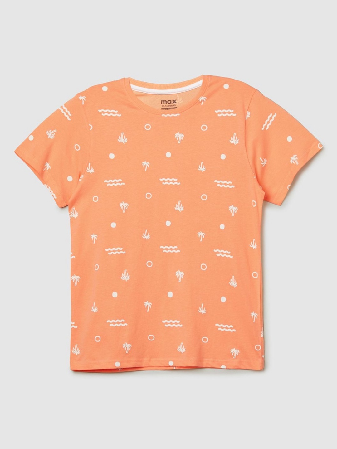 

max Boys Conversational Printed Pure Cotton T-shirt, Orange