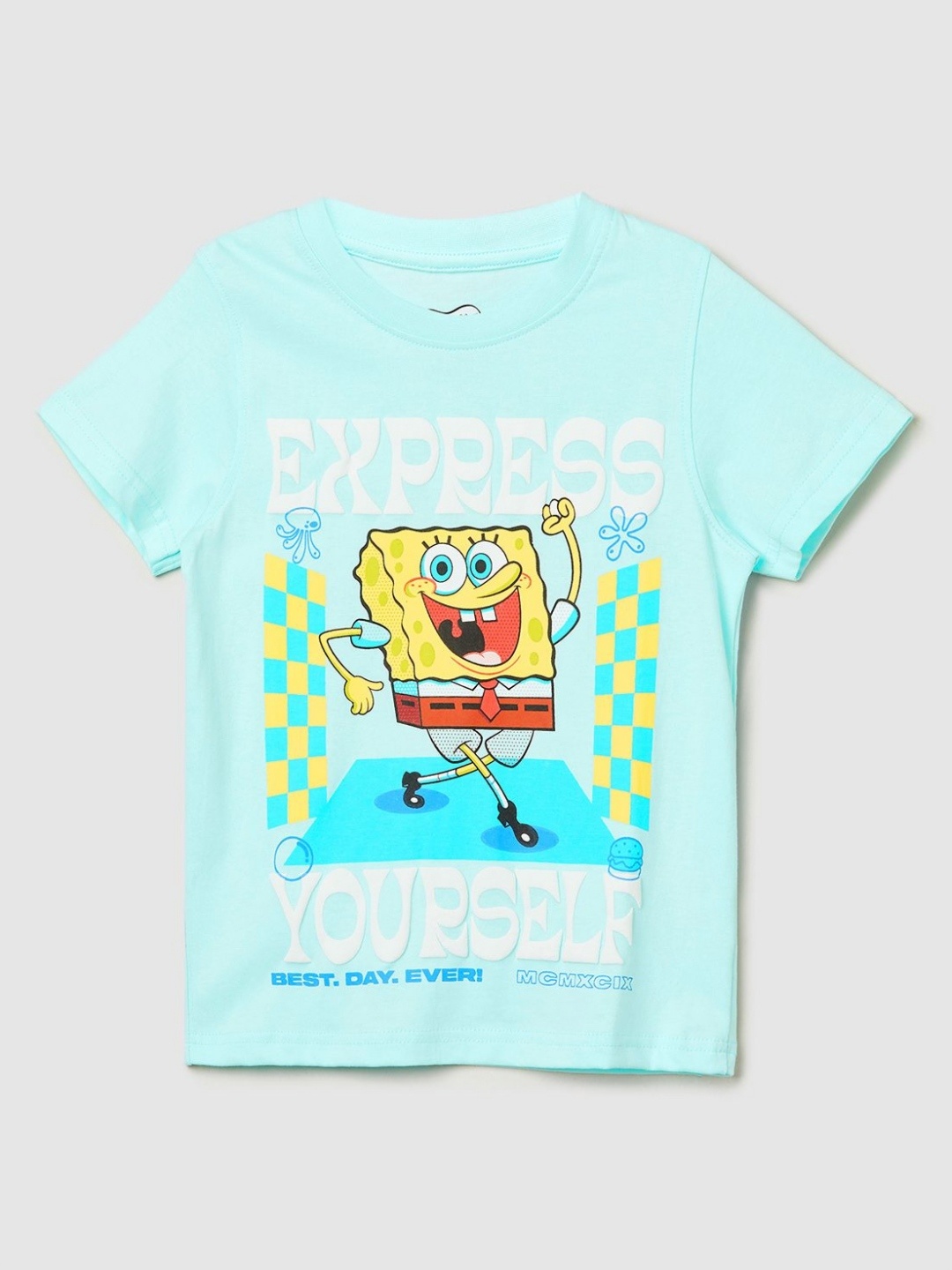 

max Boys Sponge Bob Printed Pure Cotton T-shirt, Blue