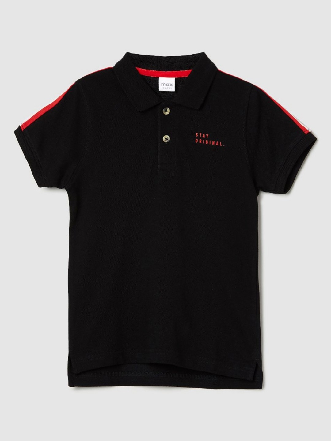 

max Boys Polo Collar Solid Pure Cotton T-shirt, Black