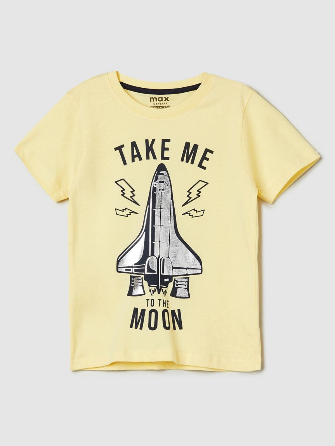 

max Boys Graphic Printed Pure Cotton T-shirt, Yellow