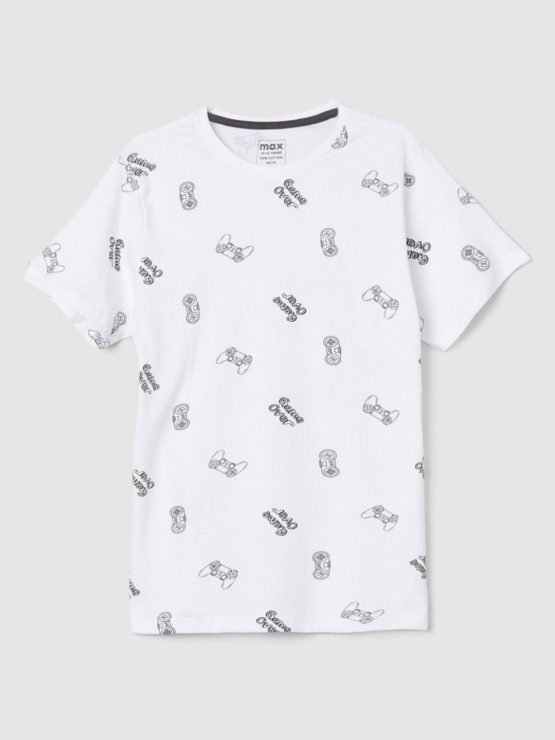 

max Boys Conversational Printed Pure Cotton T-shirt, White