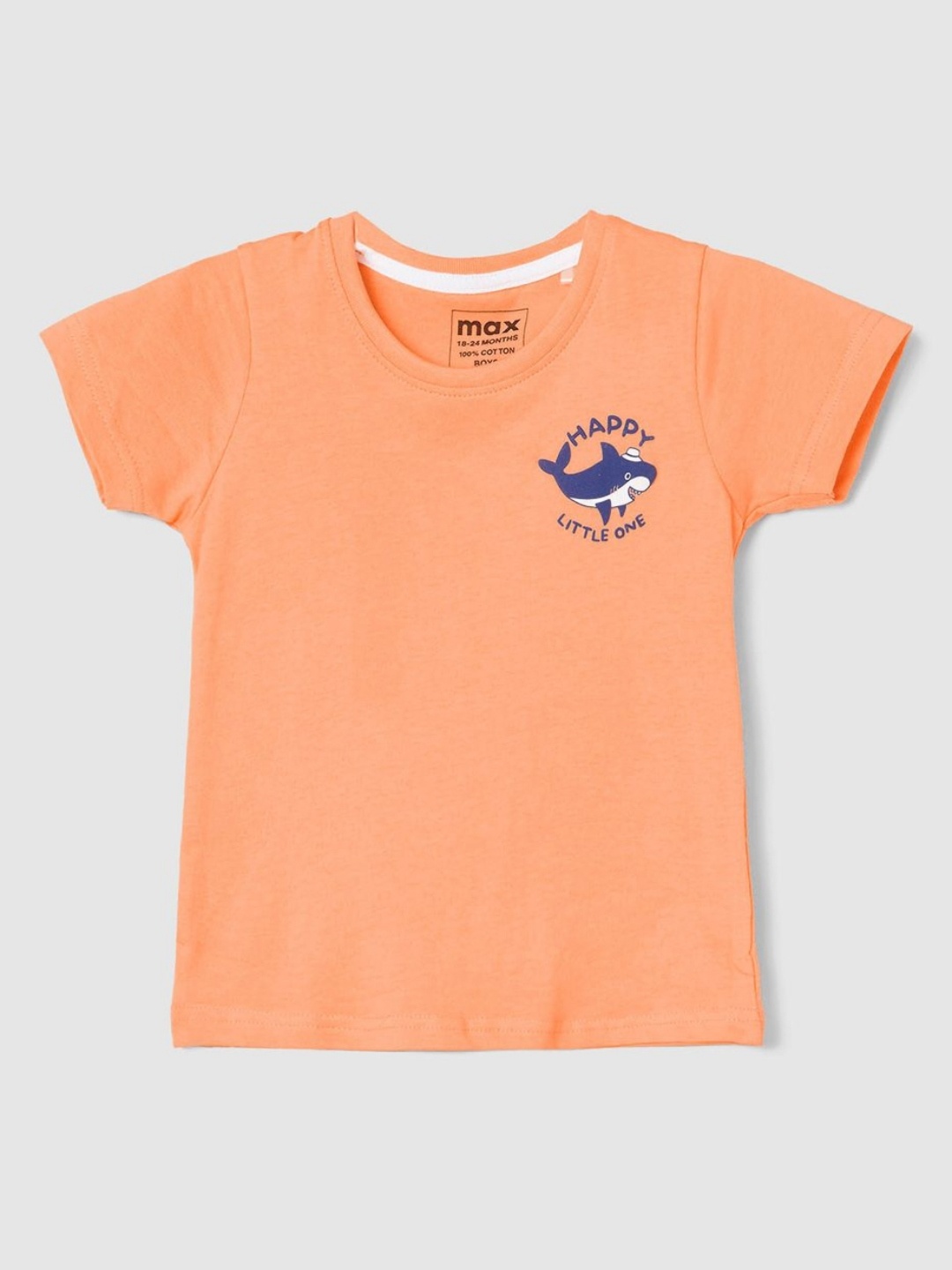 

max Boys Graphic Printed Pure Cotton T-shirt, Orange