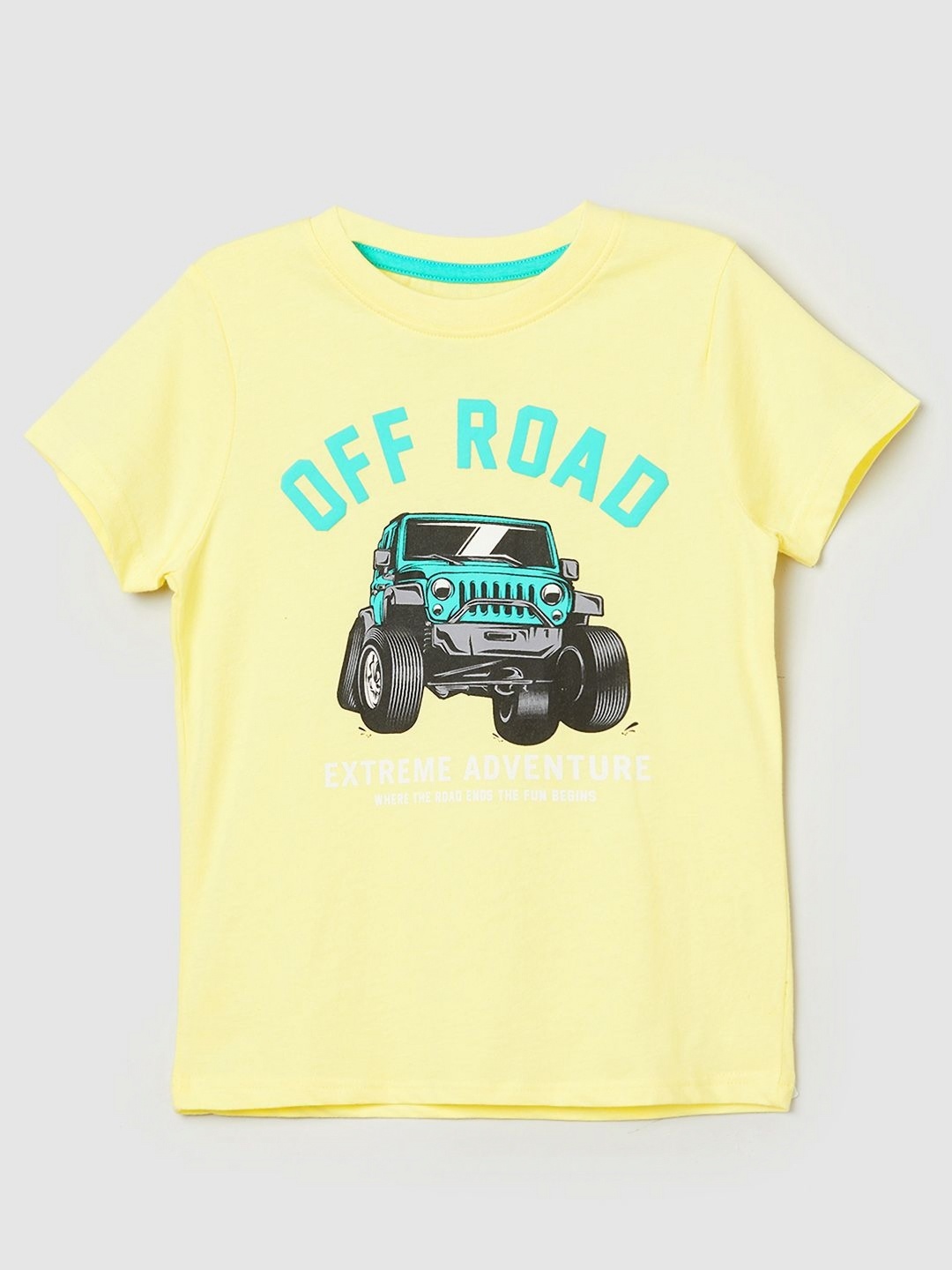 max Boys Graphic Printed Pure Cotton T-shirt, Yellow