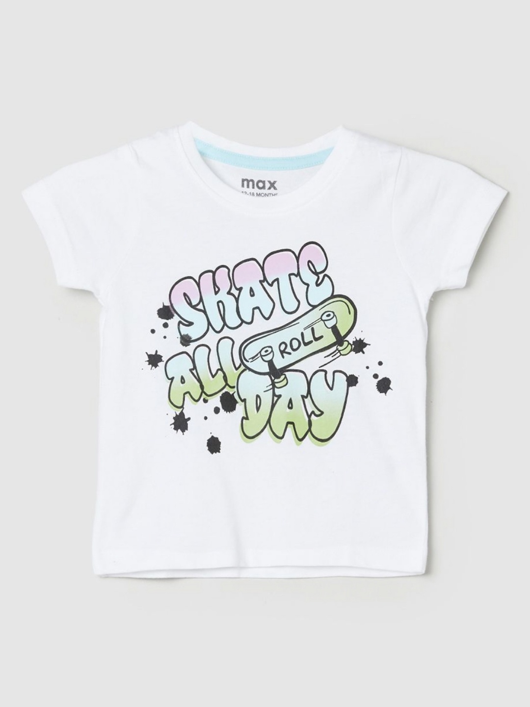 

max Boys Typography Printed Pure Cotton T-shirt, White