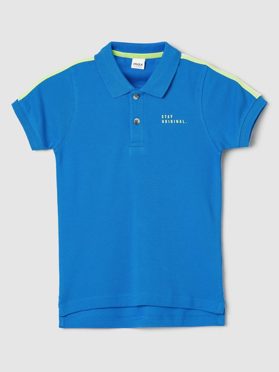 

max Boys Polo Collar Solid Pure Cotton T-shirt, Blue