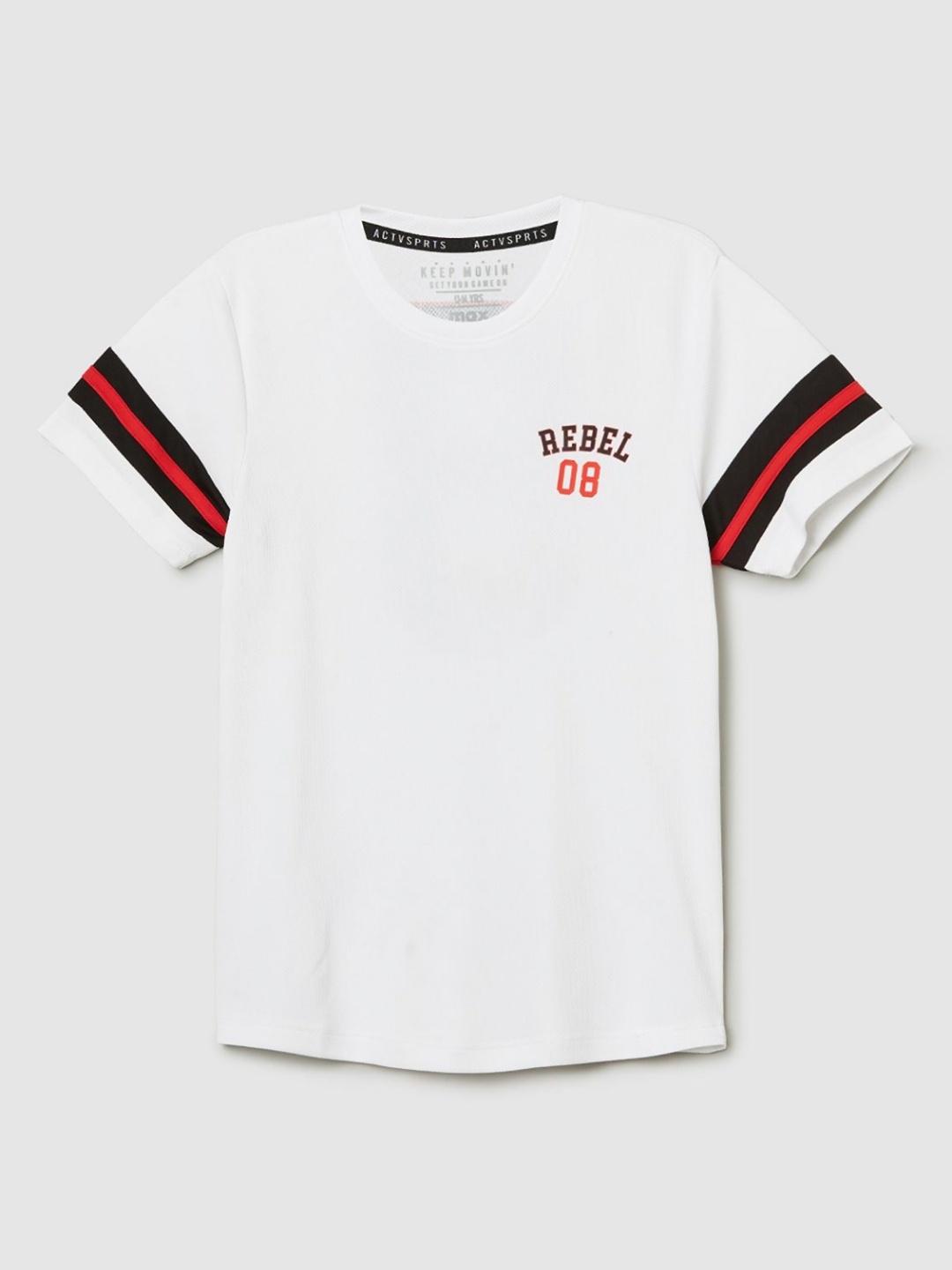 

max Boys Varsity Printed Round Neck T-shirt, White