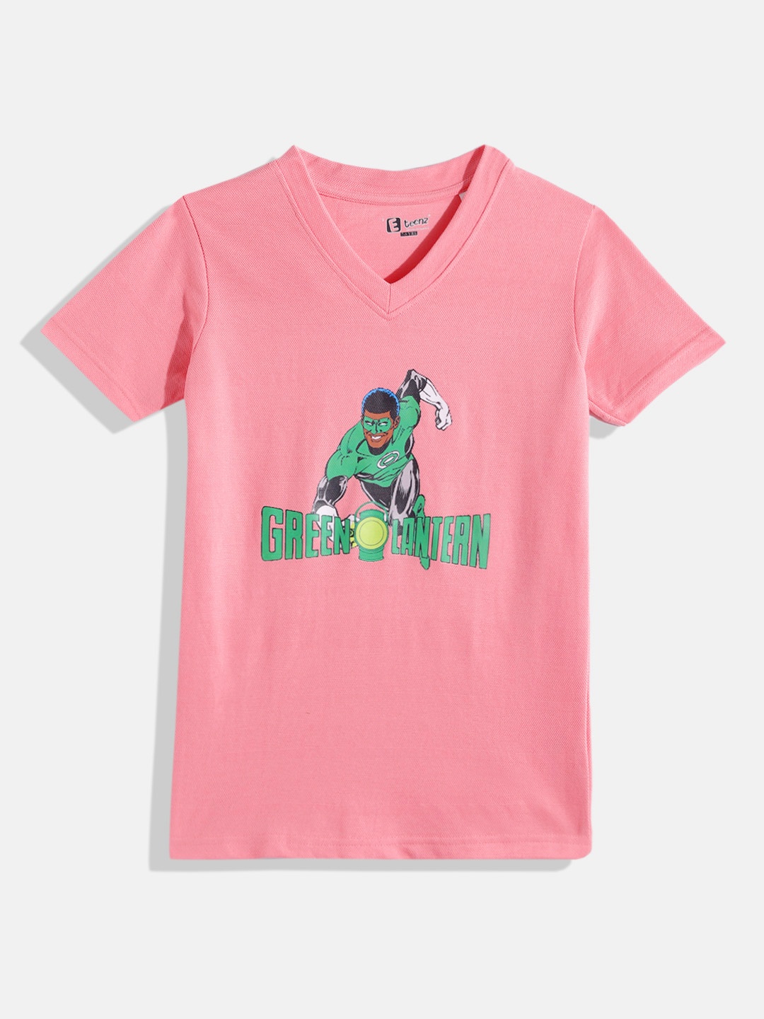 

Eteenz Boys Printed V-Neck T-shirt, Pink
