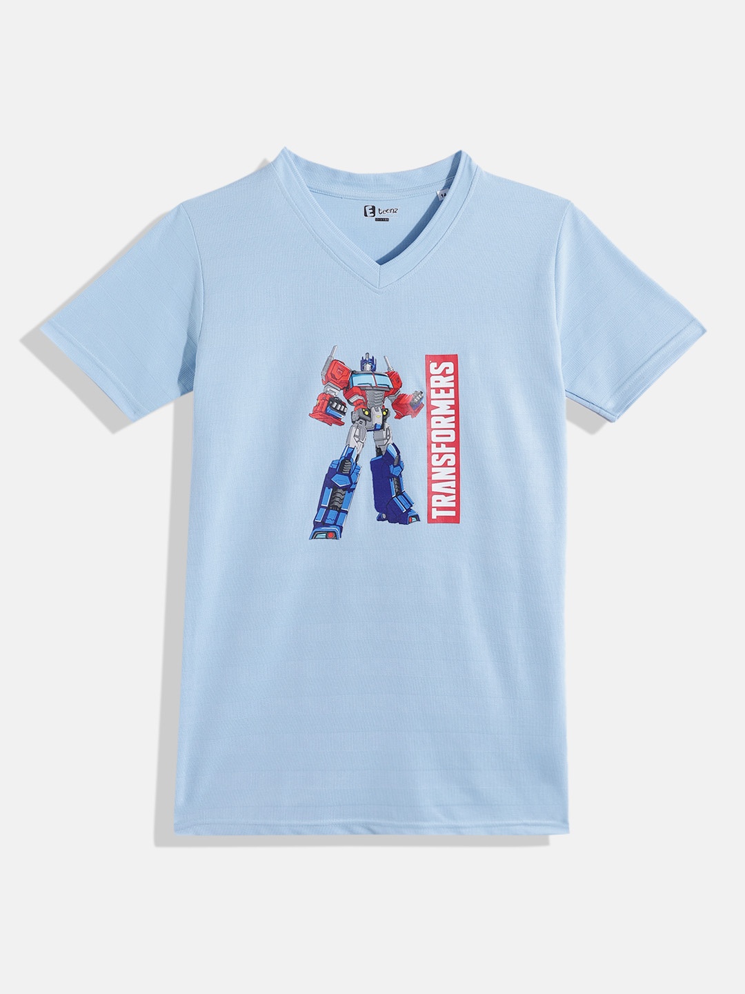 

Eteenz Boys V-Neck Transformers Printed T-shirt, Blue