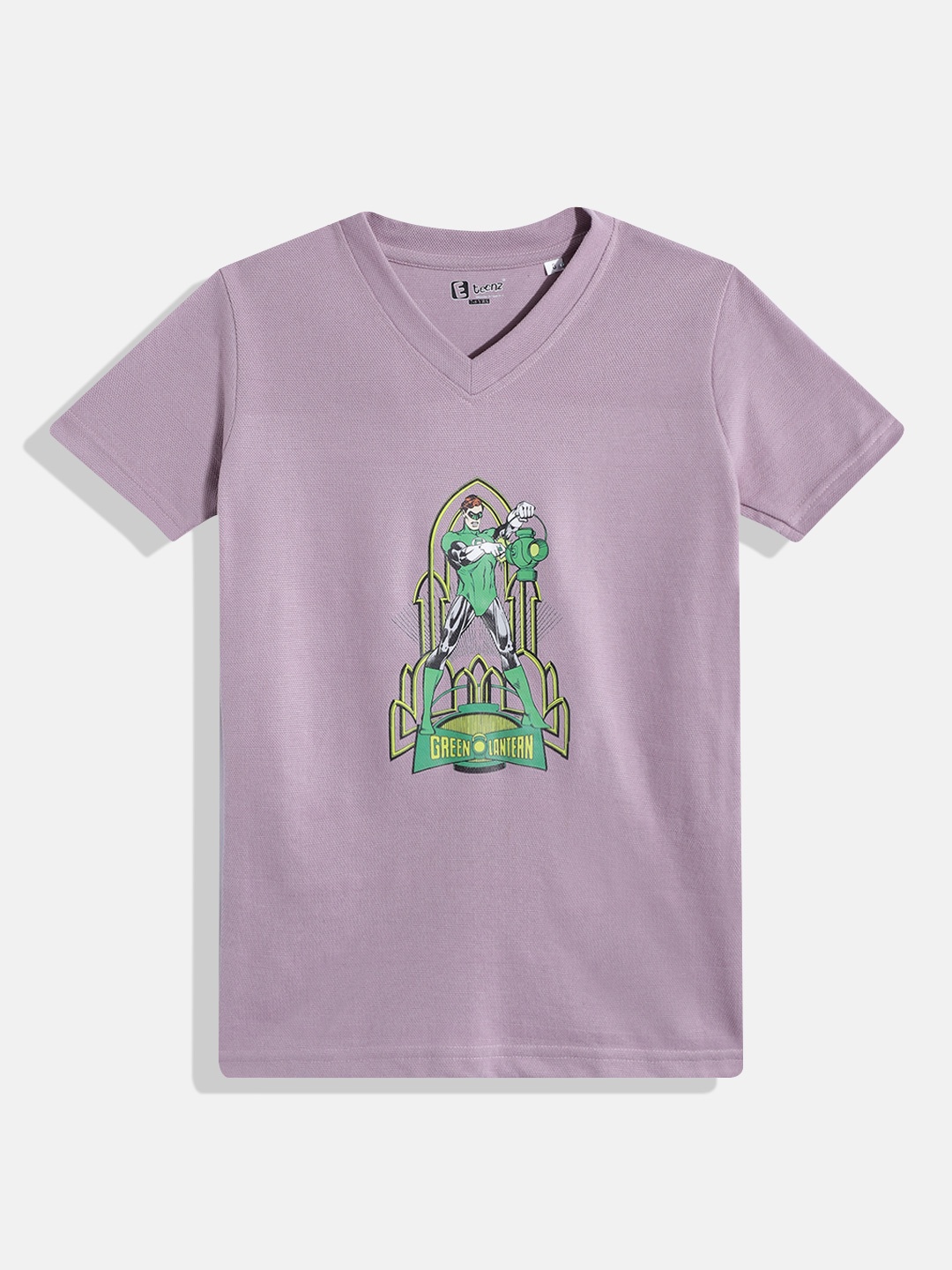 

Eteenz Boys Green Lantern Printed V-Neck T-shirt, Lavender