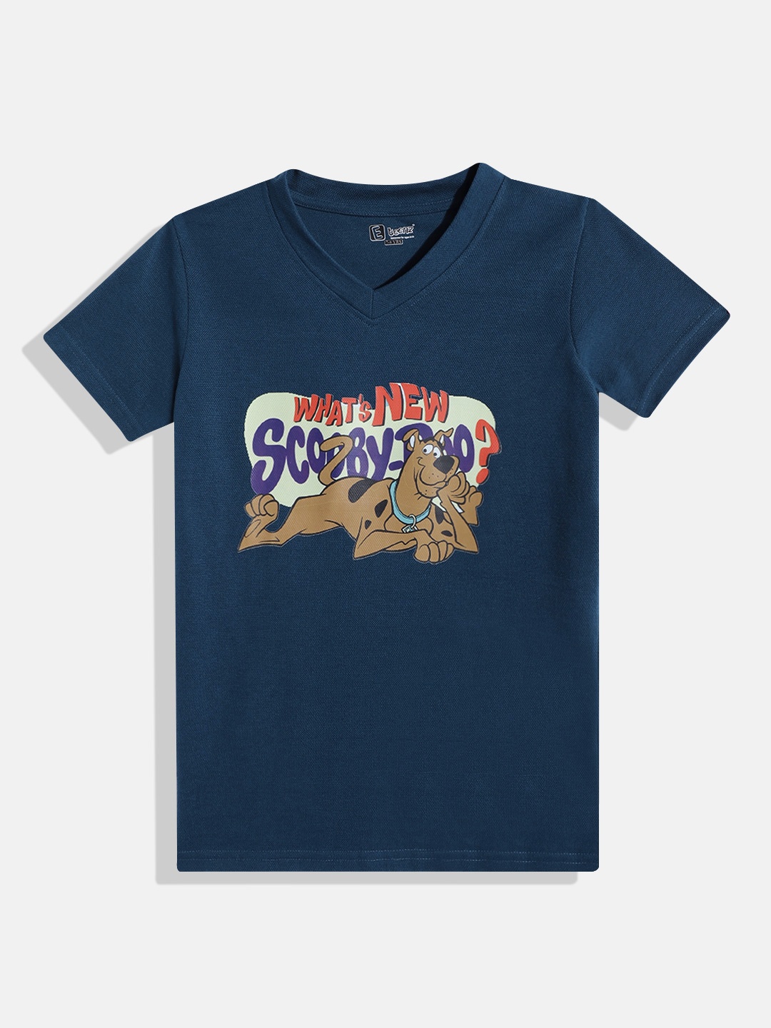 

Eteenz Boys Printed V-Neck T-shirt, Navy blue