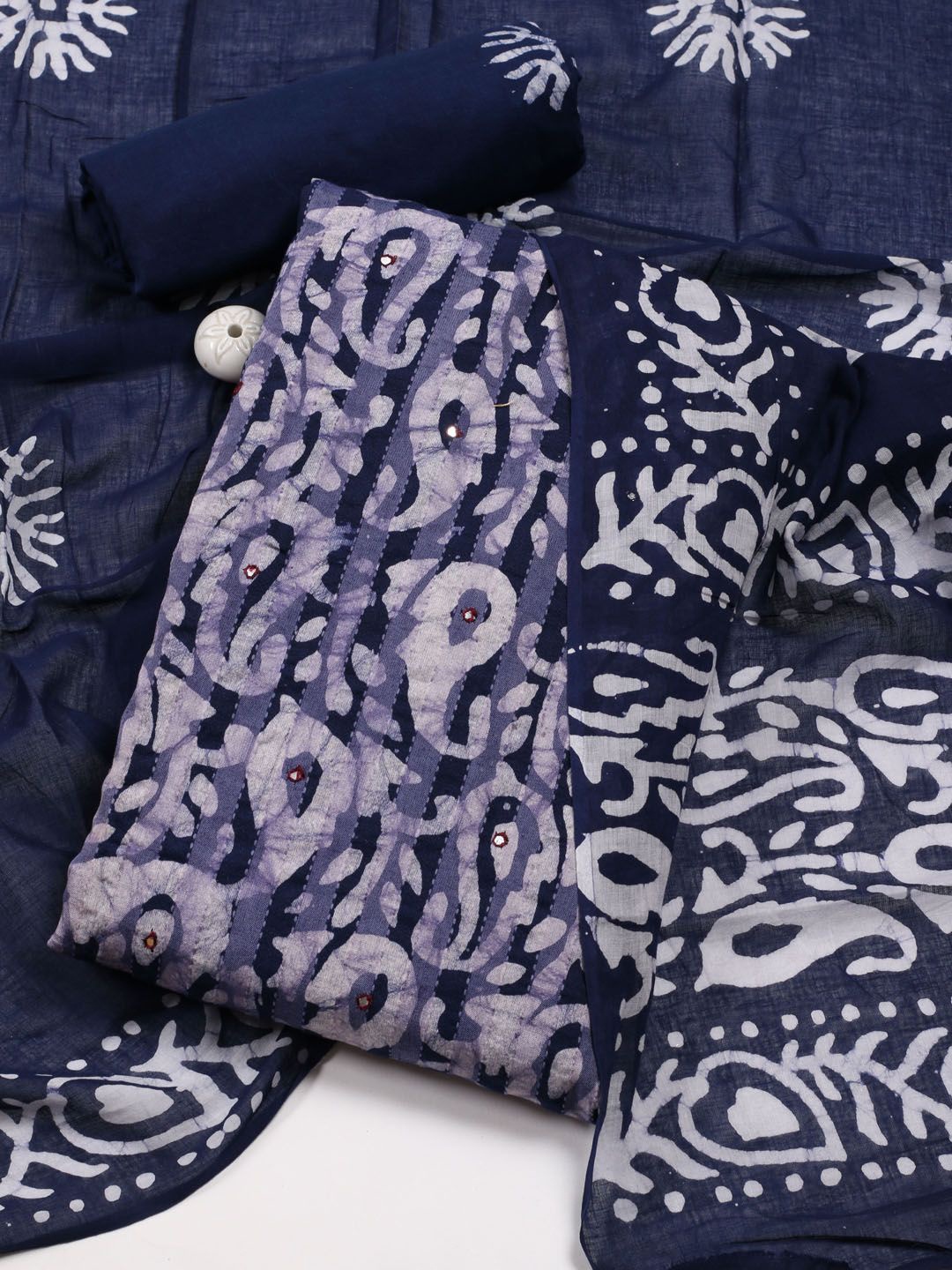 

Meena Bazaar Printed Unstitched Dress Material, Blue