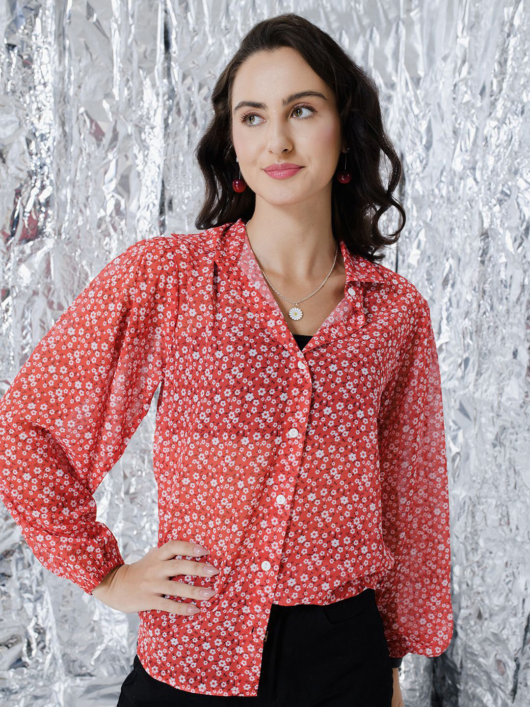 

TANDUL Women Standard Opaque Printed Casual Shirt, Red