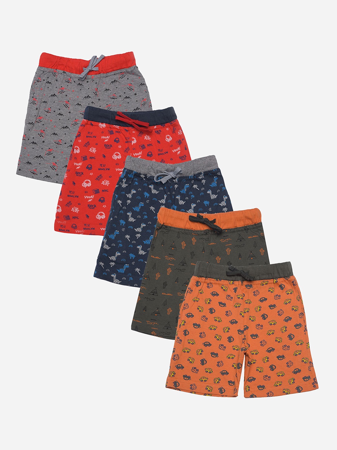 

Dollar Boys Pack of 5 Champion Kidswear Conversational Printed Shorts, Multi