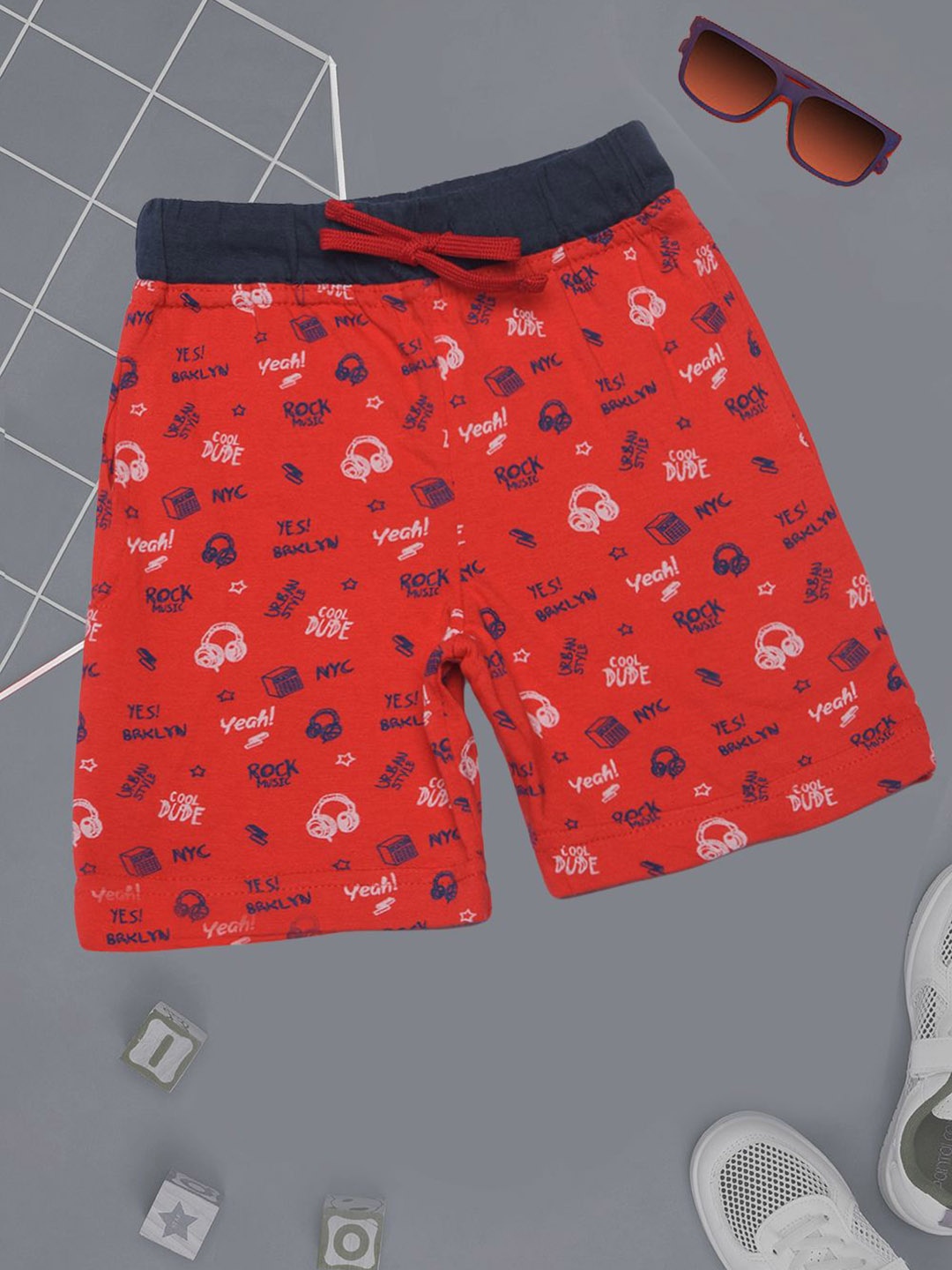 

Dollar Champion Kidswear Boys Printed Regular Fit Shorts, Red