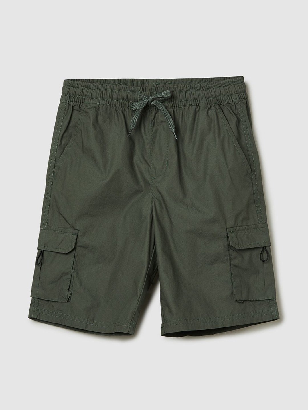 

max Boys Cotton Mid-Rise Cargo Shorts, Green