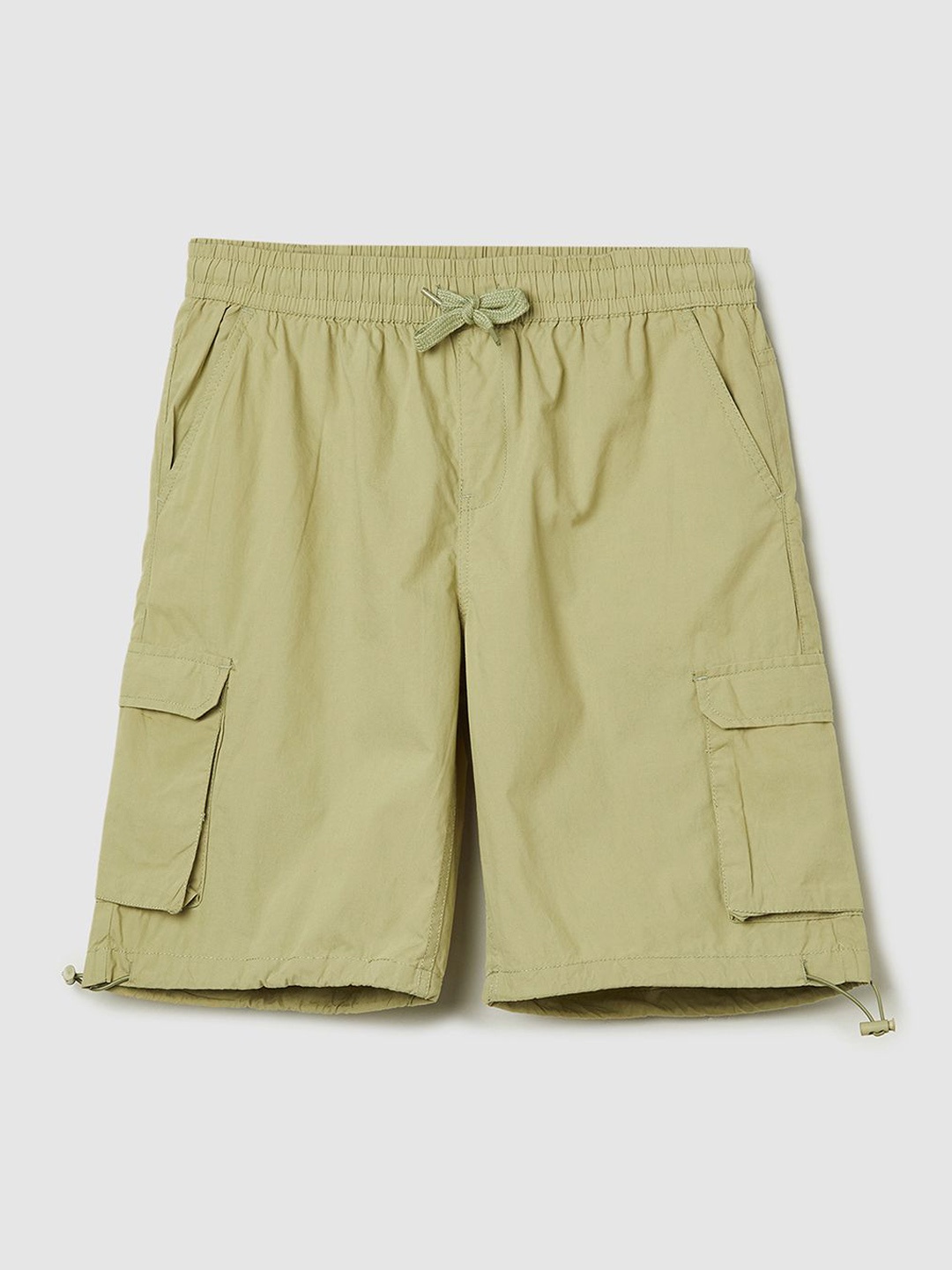 

max Boys Cotton Mid-Rise Cargo Shorts, Olive