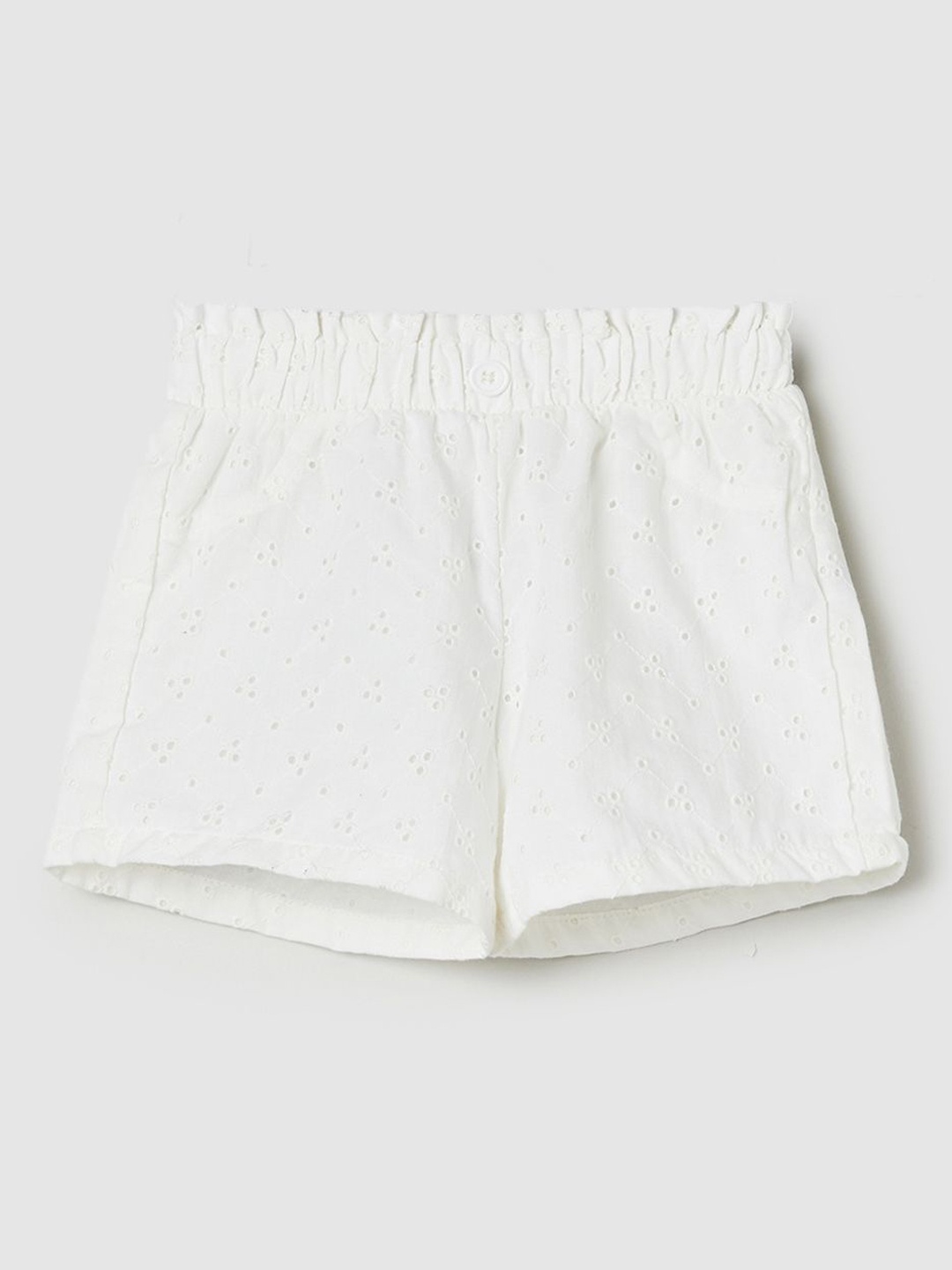 

max Girls Cotton Mid-Rise Shorts, White