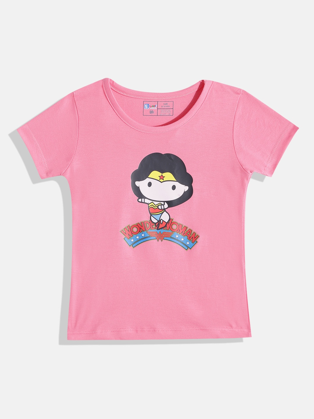 

Eteenz Girls Wonder Woman Printed T-shirt, Pink
