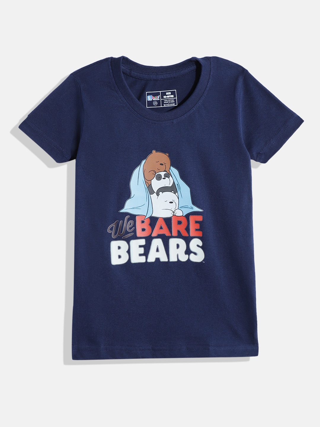 

Eteenz Boys Pure Cotton Typography Printed T-shirt, Navy blue