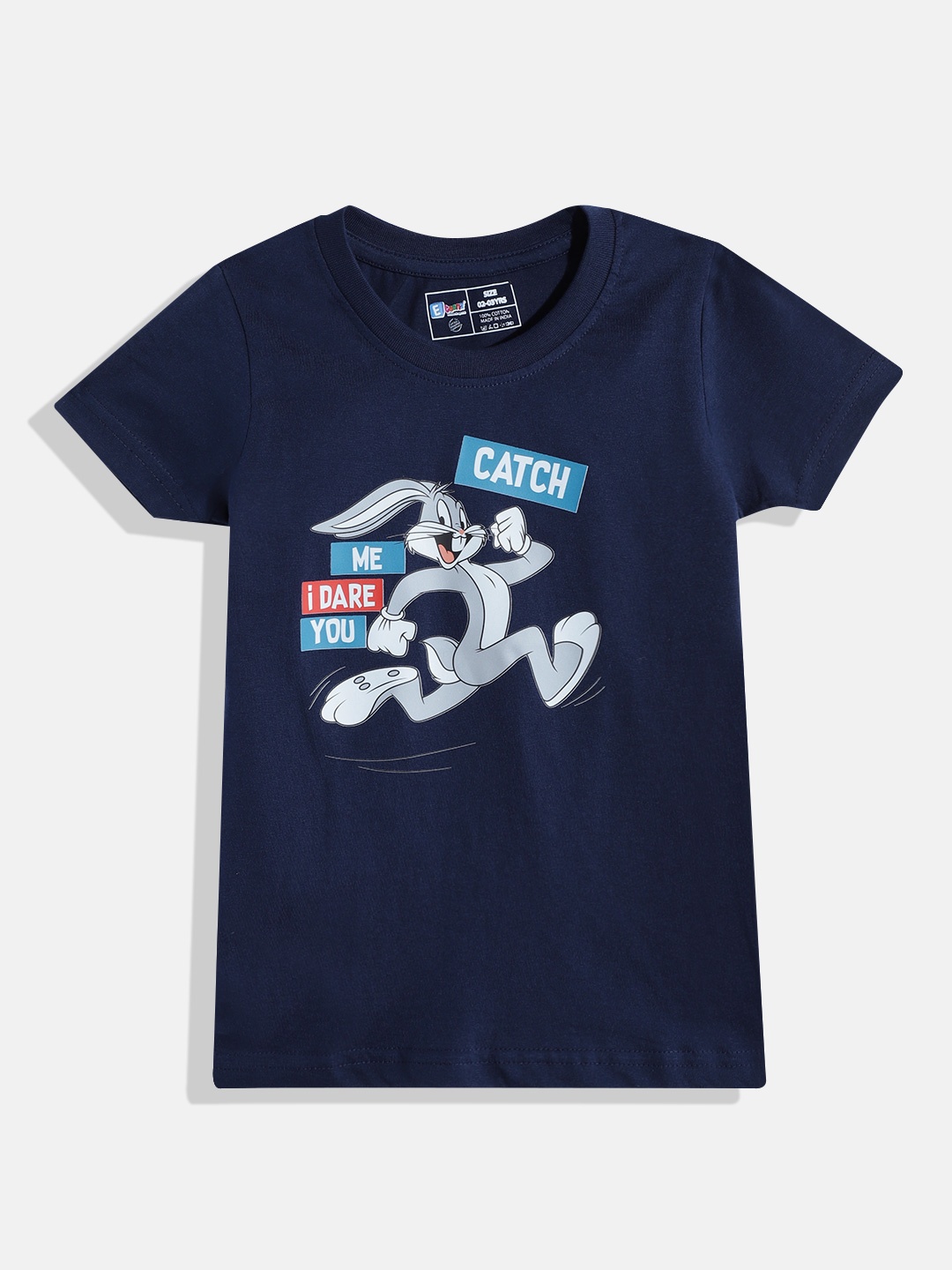 

Eteenz Boys Pure Cotton Looney Tunes Printed T-shirt, Navy blue